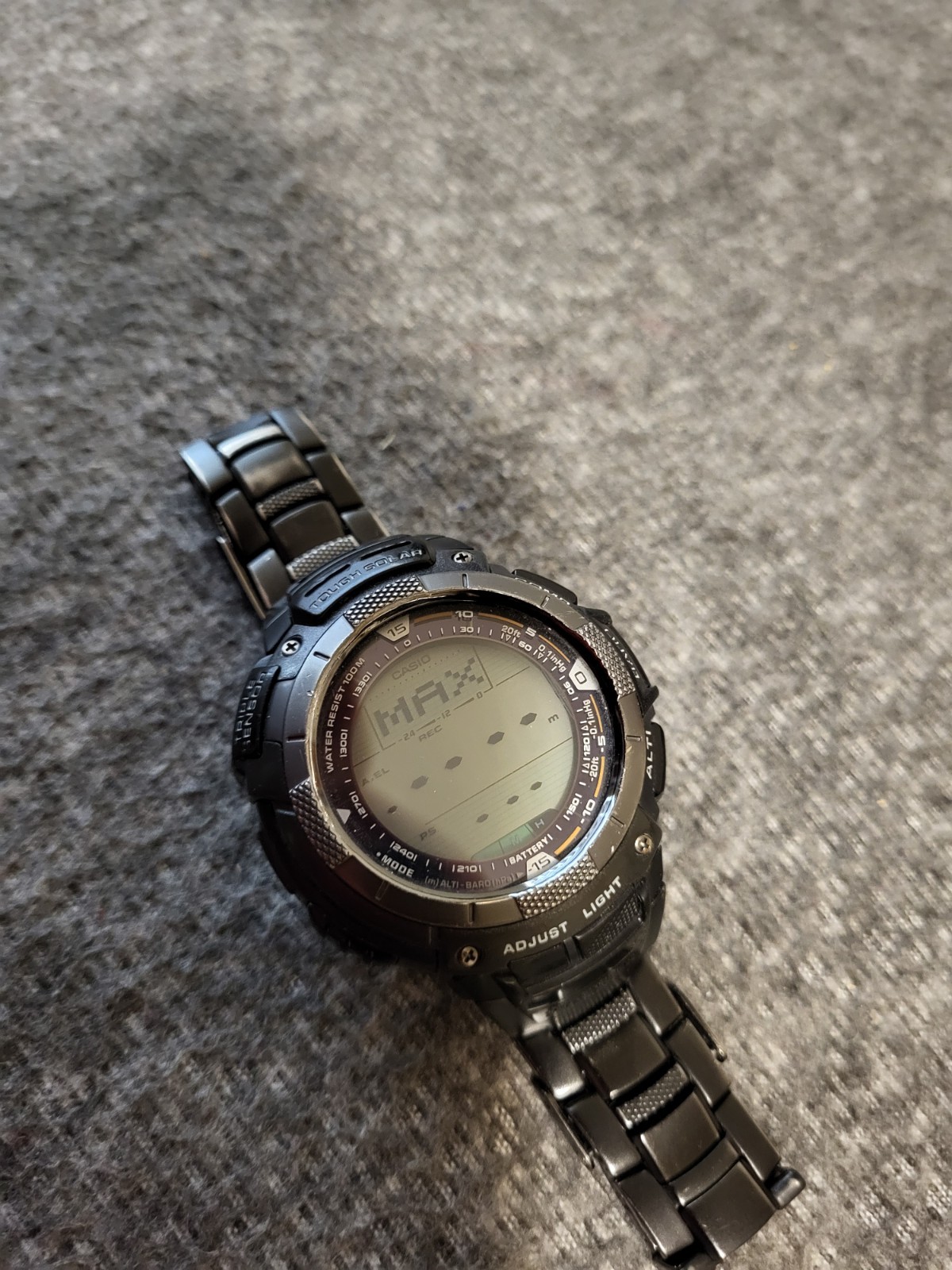 CASIO PRO TREK TOUGH SOLAR DIGITAL WATCH PRG-80YT BLACK 10 BAR – TITANIUM-WORKS!
