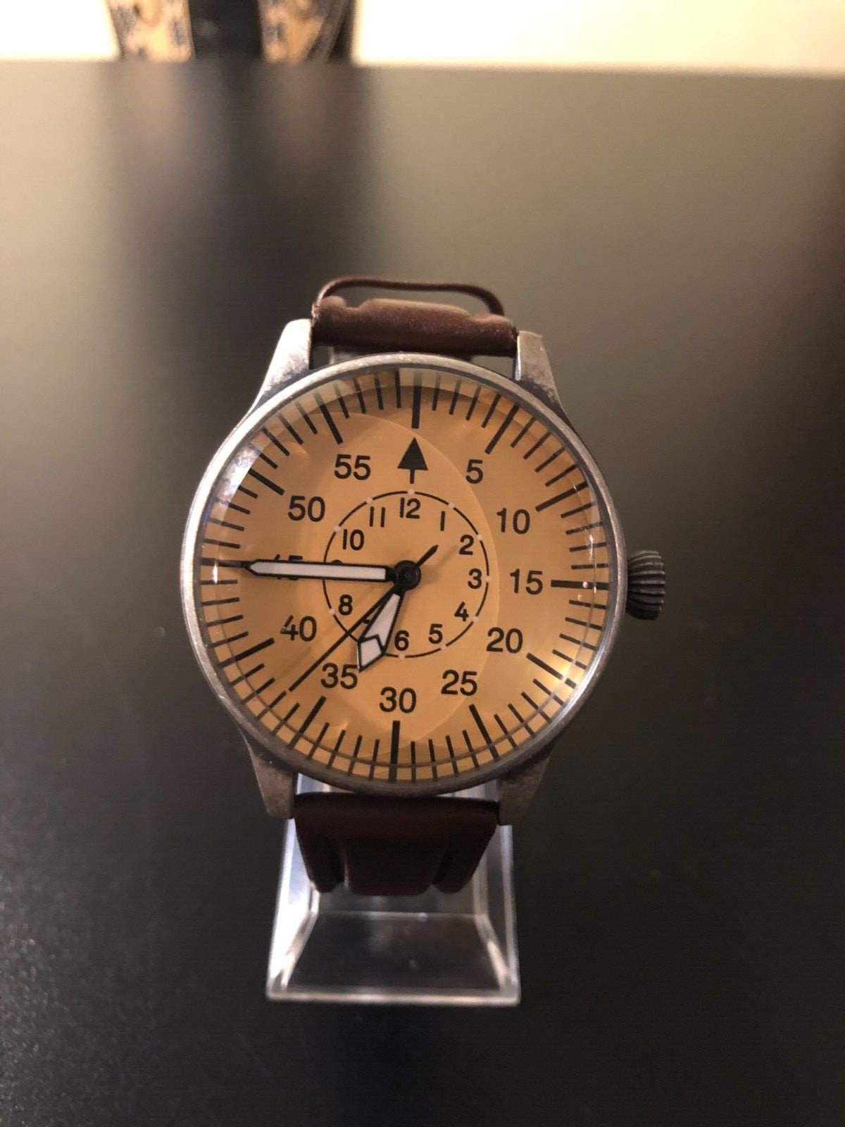MIL-TEC Vintage Flieger Pilot Flight Aviation, AVIATOR – Leather Band, Quartz