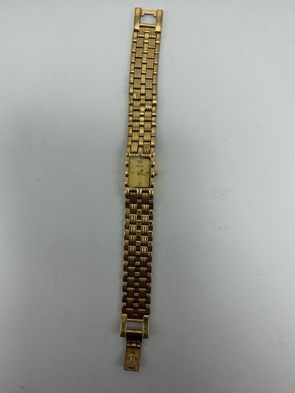 Bulova 97P13 New Battery Vintage Ladies Watch 14MM 6″ T9 1999 Gold Tone Tank