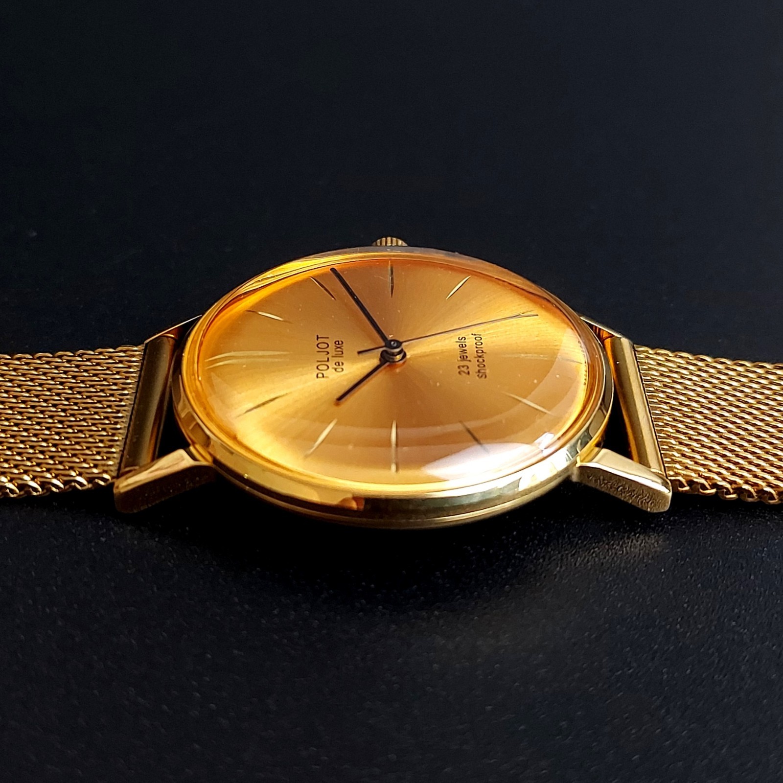 Vintage Wristwatch NOS Poljot De LUXE Ultra Slim Soviet Men’s Watch 23 Jewels