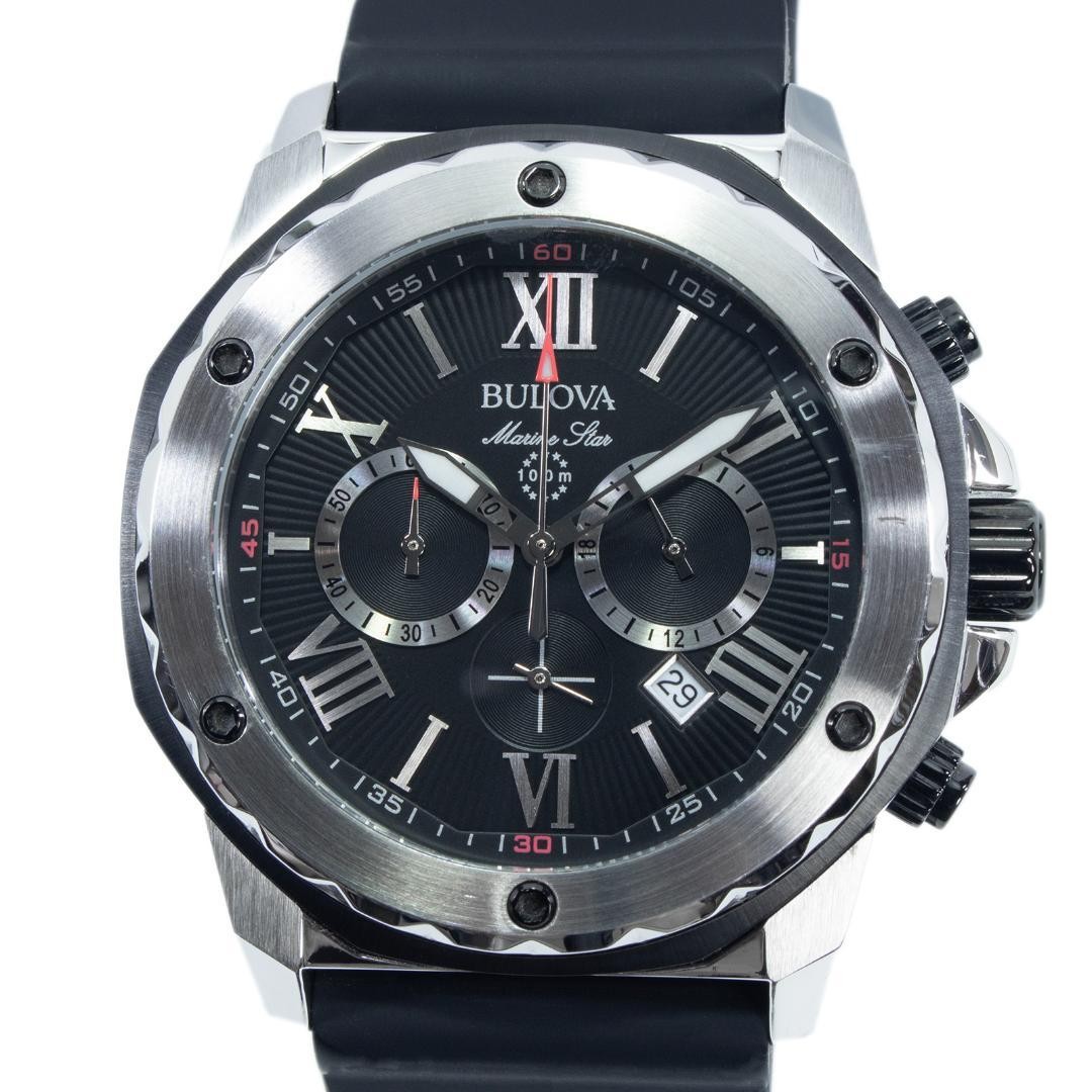 Bulova Wristwatch Quartz Men s Marine Star Black Chronograph Multi Hand Y2K