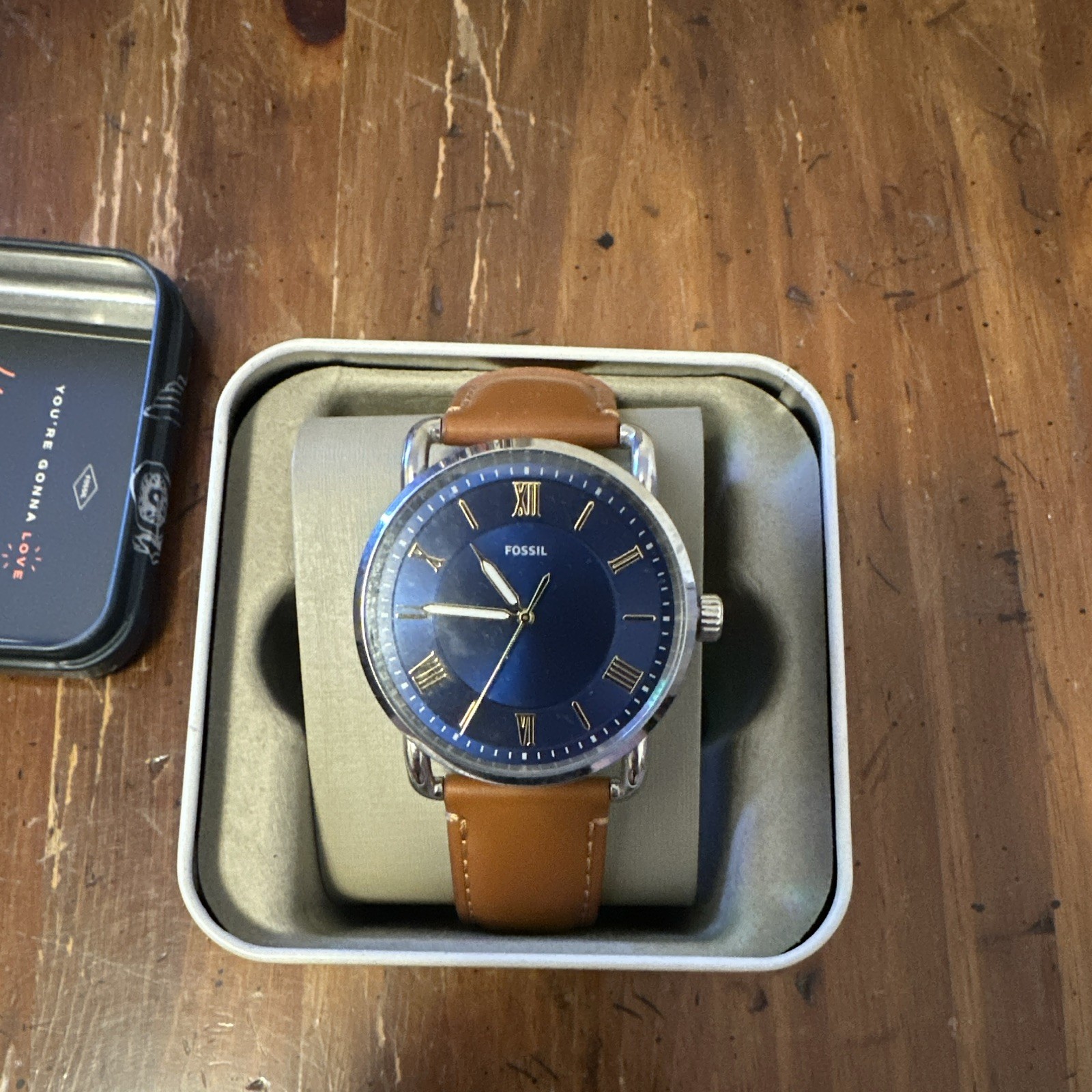 Fossil Men’s Copeland Quartz Stainless Steel and Leather Three-Hand Watch