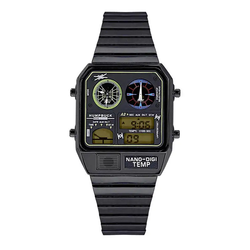 Classic Steel Men’s LED Watch – Digital Display, Temperature & Calendar