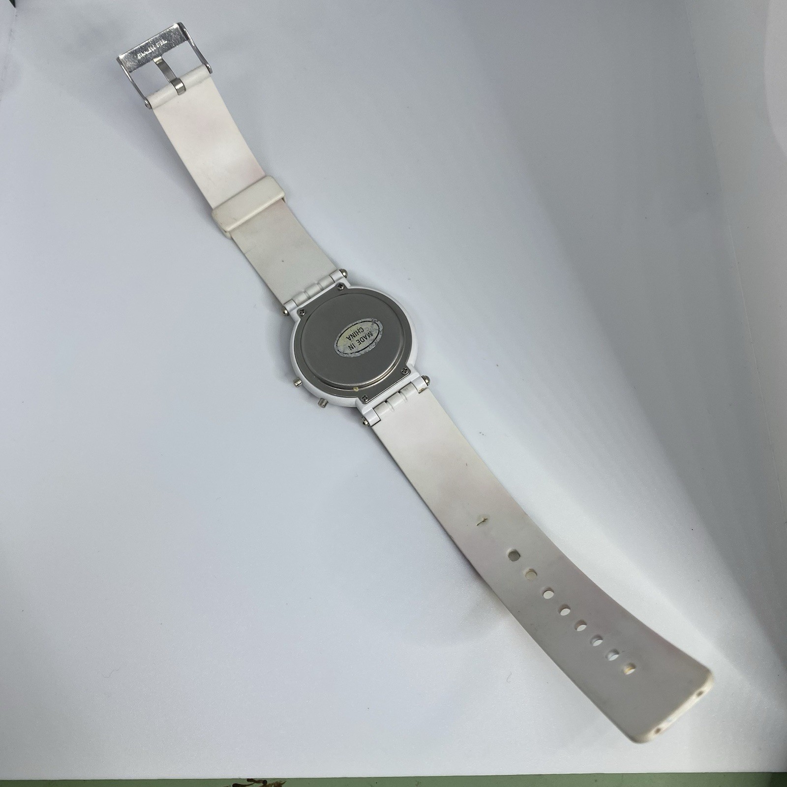 Vtg Works, New Battery-80s Jordache Watch Digital Face Pop Art Design Multicolor