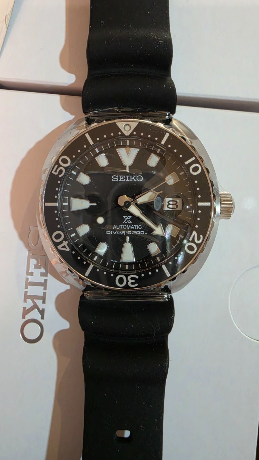 SEIKO ProspeX SRPC37K1 Automatic Diver Watch Mini Turtle Rubber Date 4R35 Black