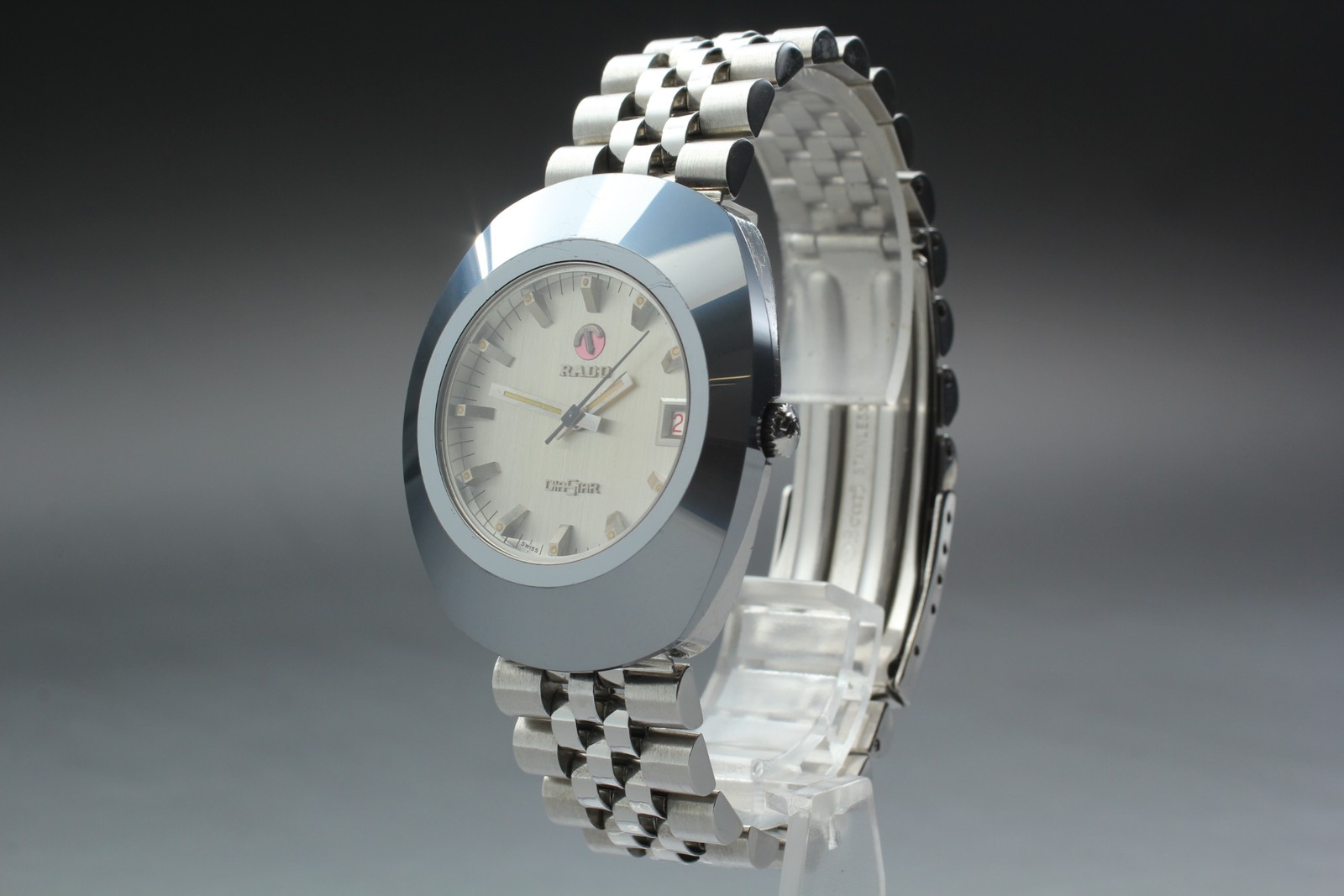 *Near MINT* Vintage RADO DIASTAR 1/E Silver Date 35mm Mens Automatic Watch JAPAN