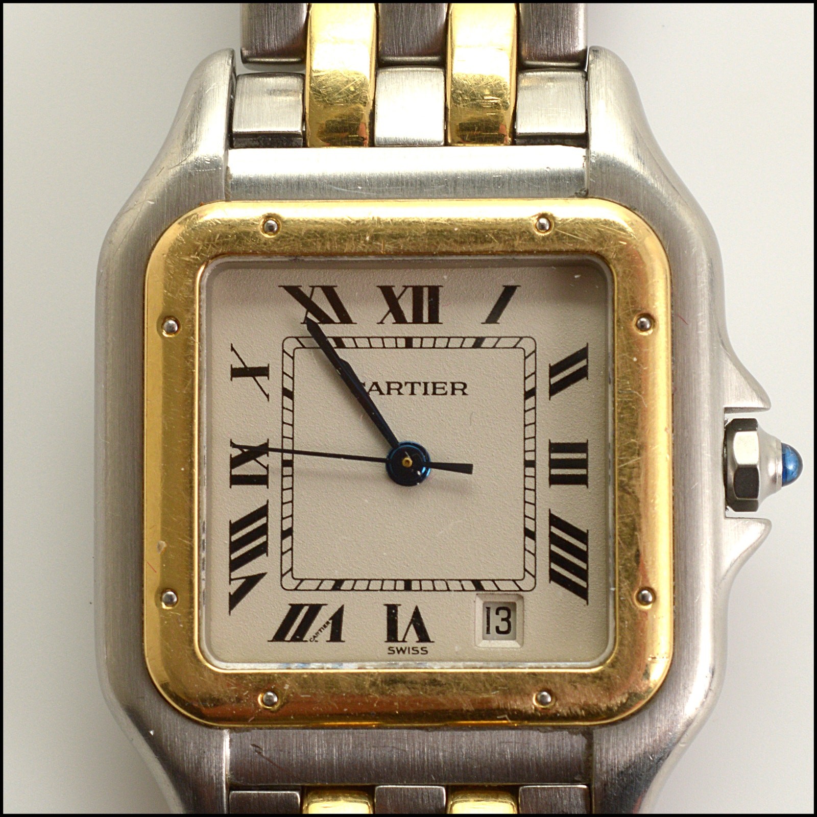 RDC15364 CARTIER 18k Yellow Gold/Steel Medium 2 Row Panthere 27mm Watch