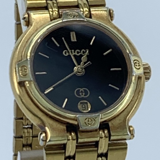 GUCCI 9200L Wristwatch Quartz Gold x Black Dial 3ATM 30M 3Hand Ladies’ Cleaned