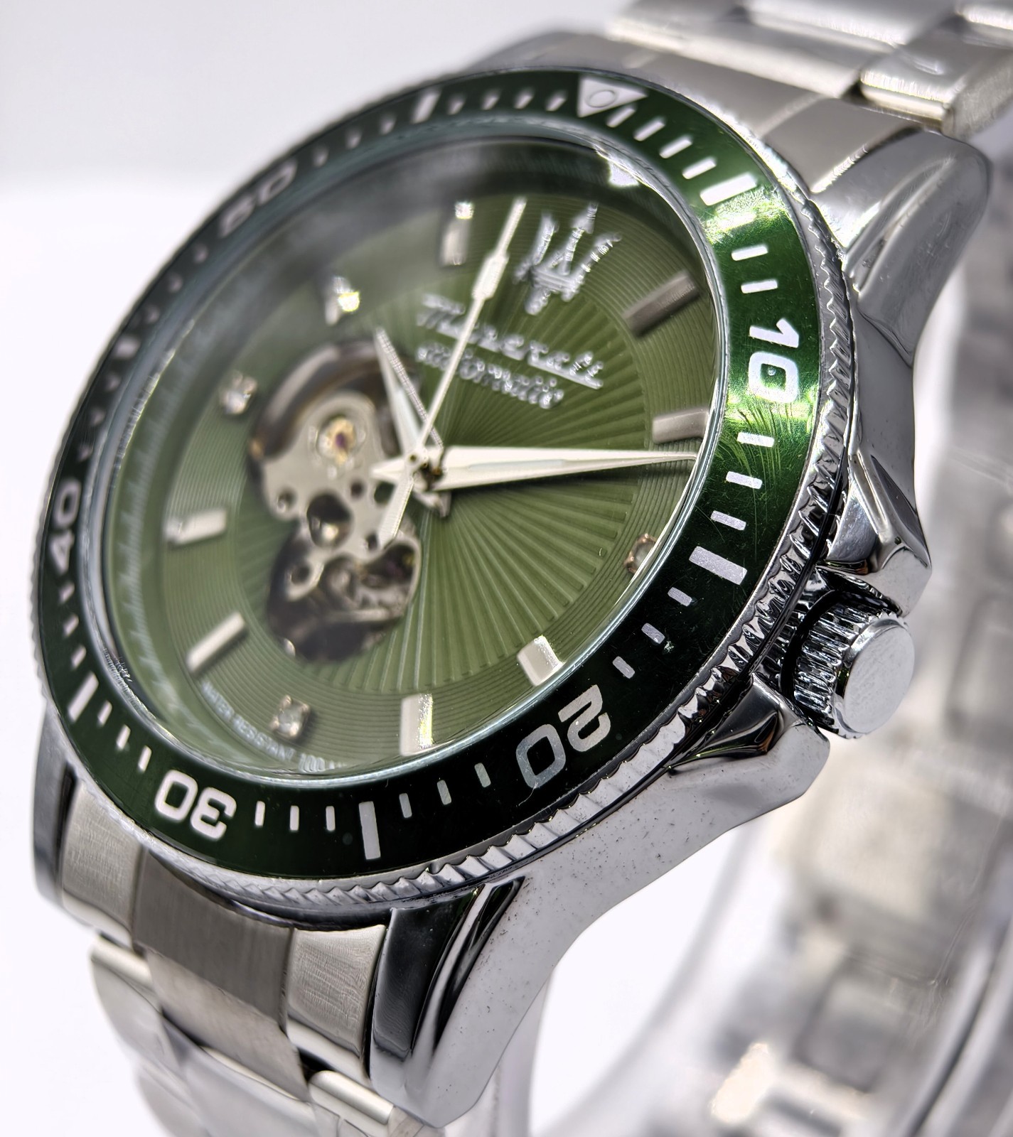 Excellent Maserati Automatic Green Dial Fix Bezel Analog Men’s Wrist Watch