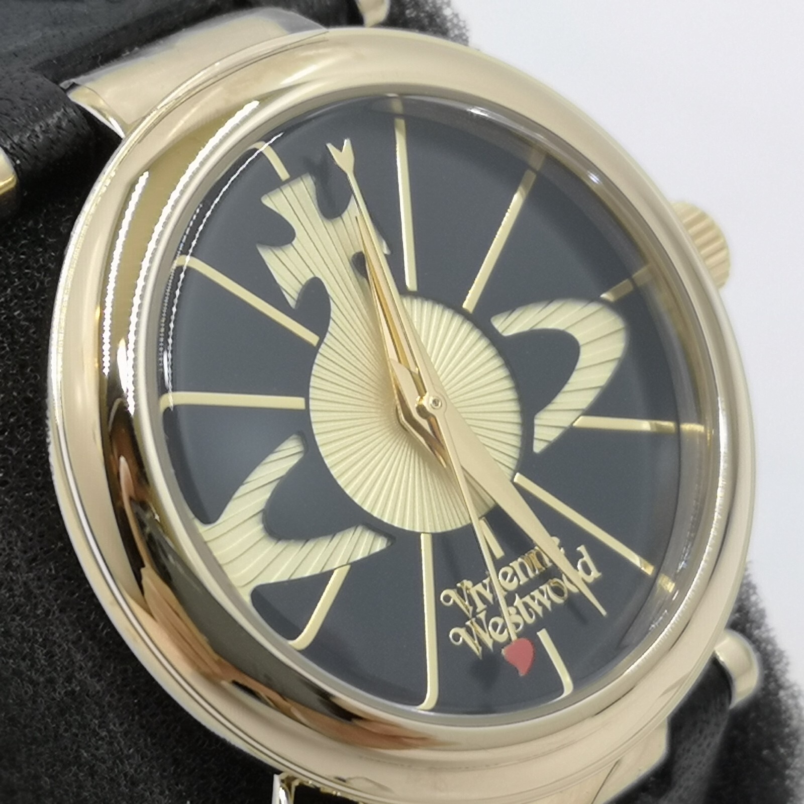 Vivienne Westwood VV006BKGD Black Leather Quartz Women’s Watch New in Box