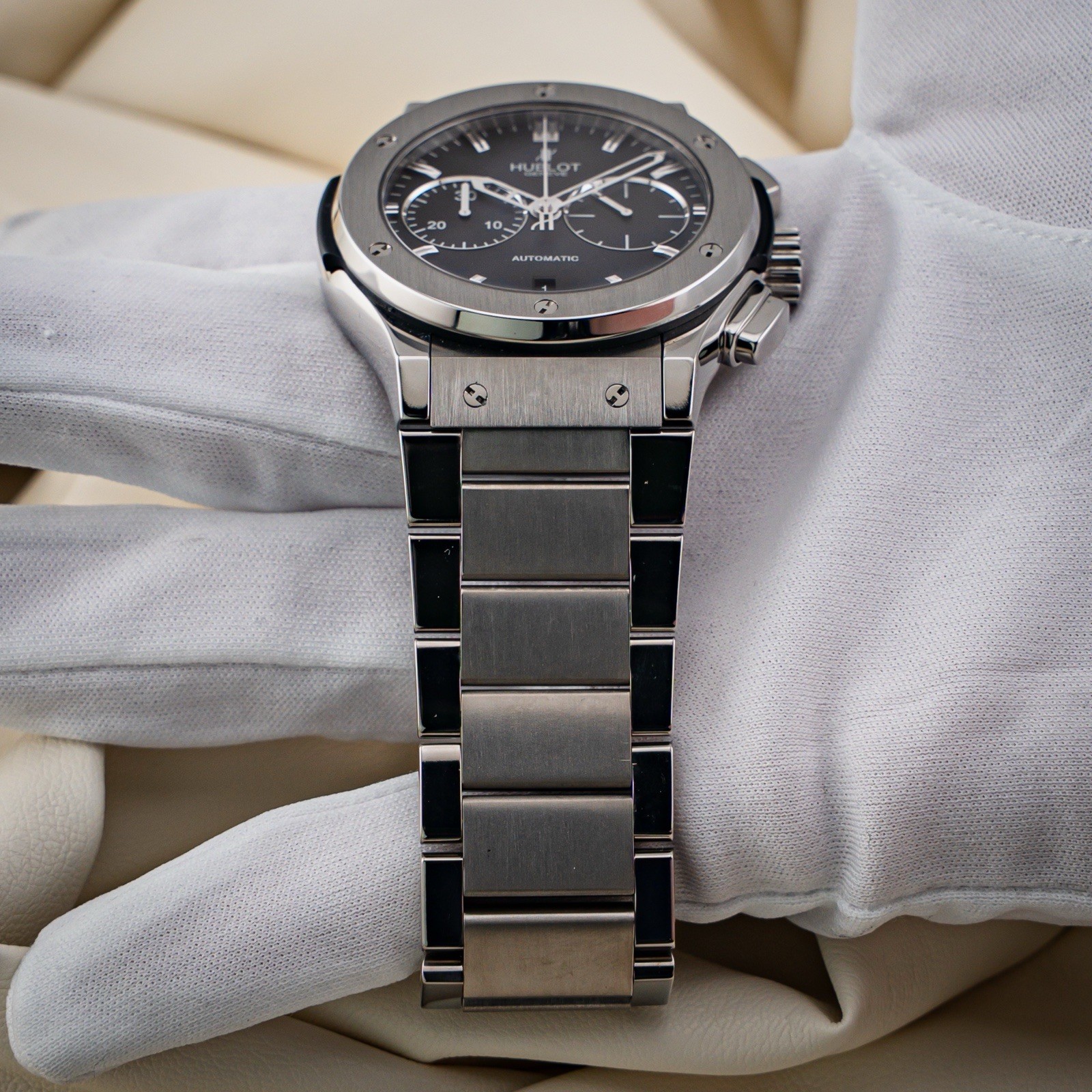 Hublot Classic Fusion Chronograph Bracelet Box & Papers 45mm Excellent Condition