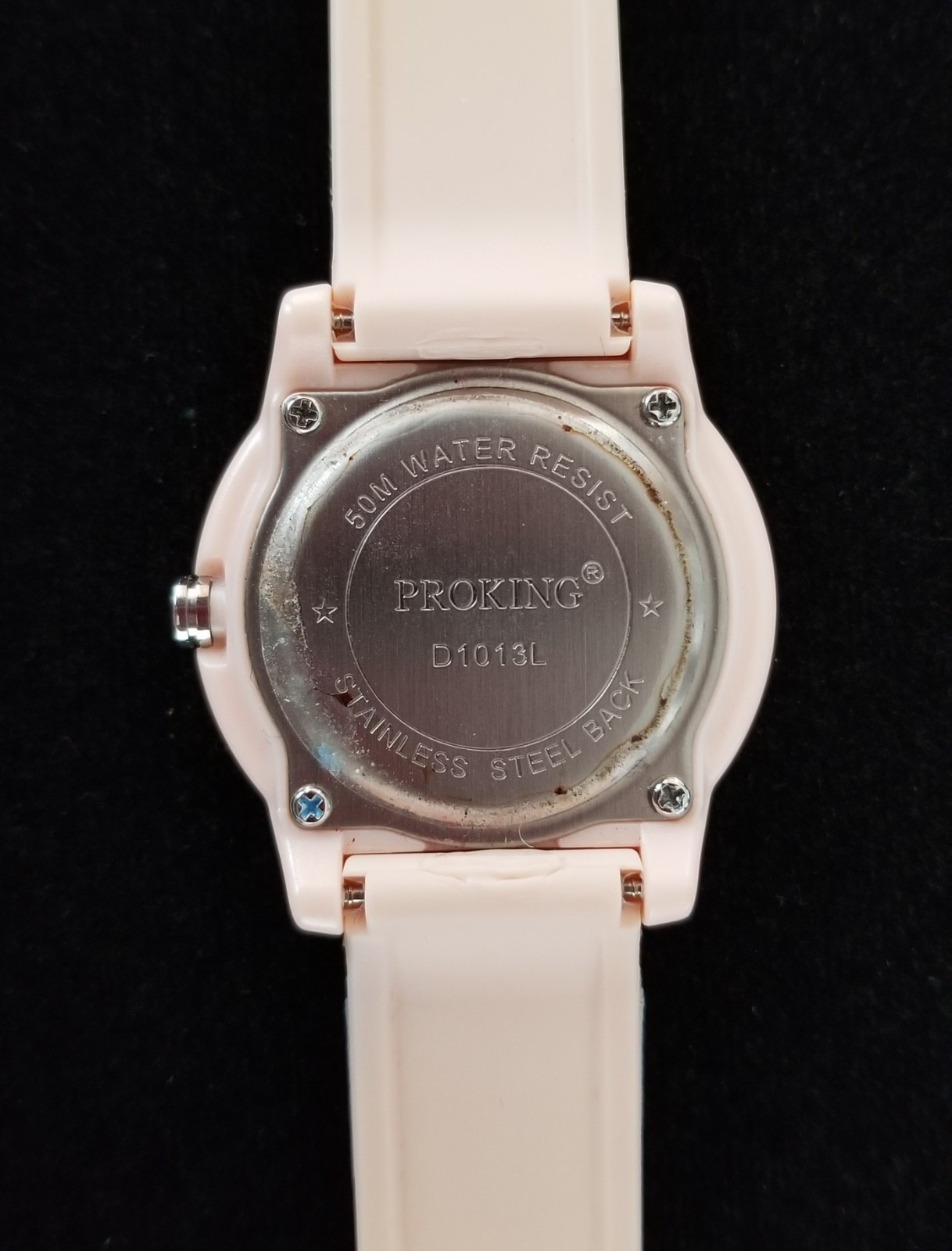 Proking Pink Watch Rainbow Dial Plastic Case Rubber Band 5.5″-7″ New Battery
