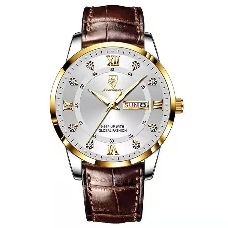 POEDAGAR Luxury Brand Men Watches Waterproof Luminous Leather Quartz Man Wristwa