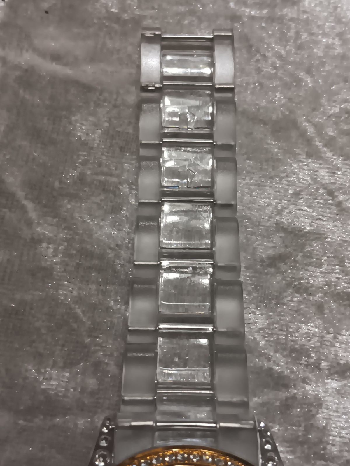 NIB Joan Rivers Classic Collection Clear Acrylic Crystal Watch Blue MOP working