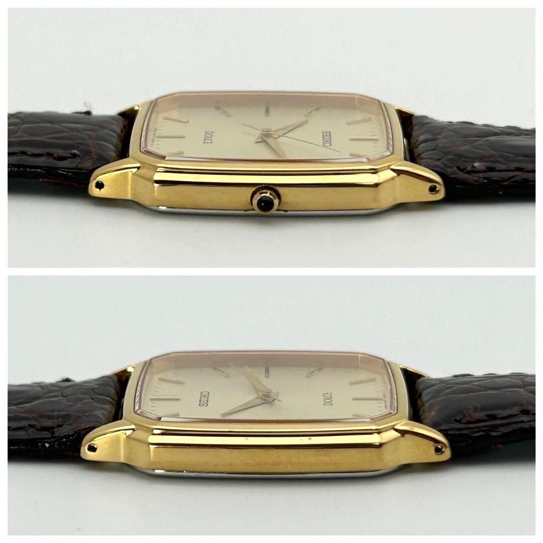 SEIKO Dolce 8J41-5000 Mens Gold Rectangular Quartz Dress Watch Japan 1994