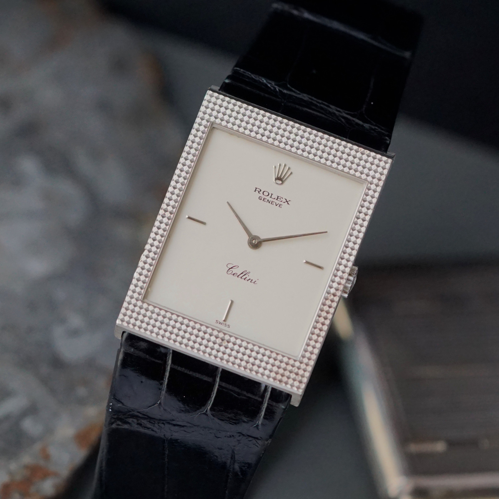 Rolex Cellini Ref. 4127 Hobnail 18k White Gold Manual Wind 1995