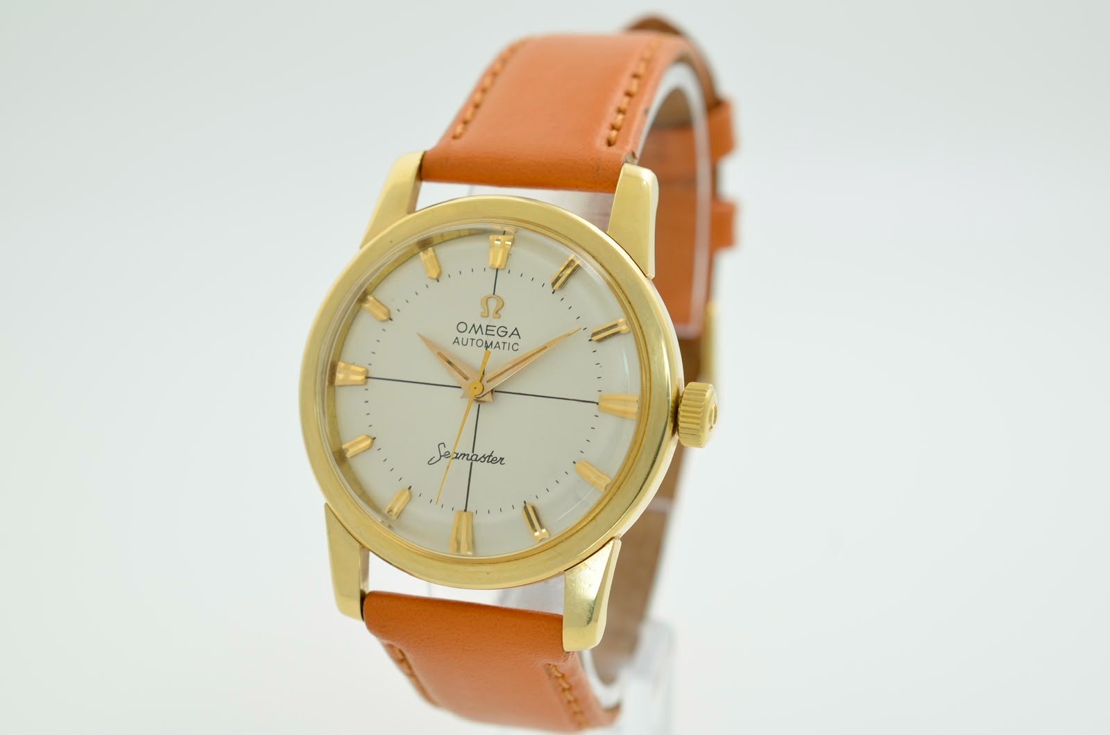 Omega Seamaster Automatic 34mm 2846 vintage white dial 14k yellow gold 1959