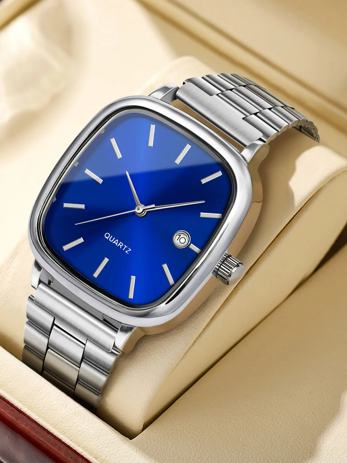 Modern minimalist square watch Business mens metal watch stainless