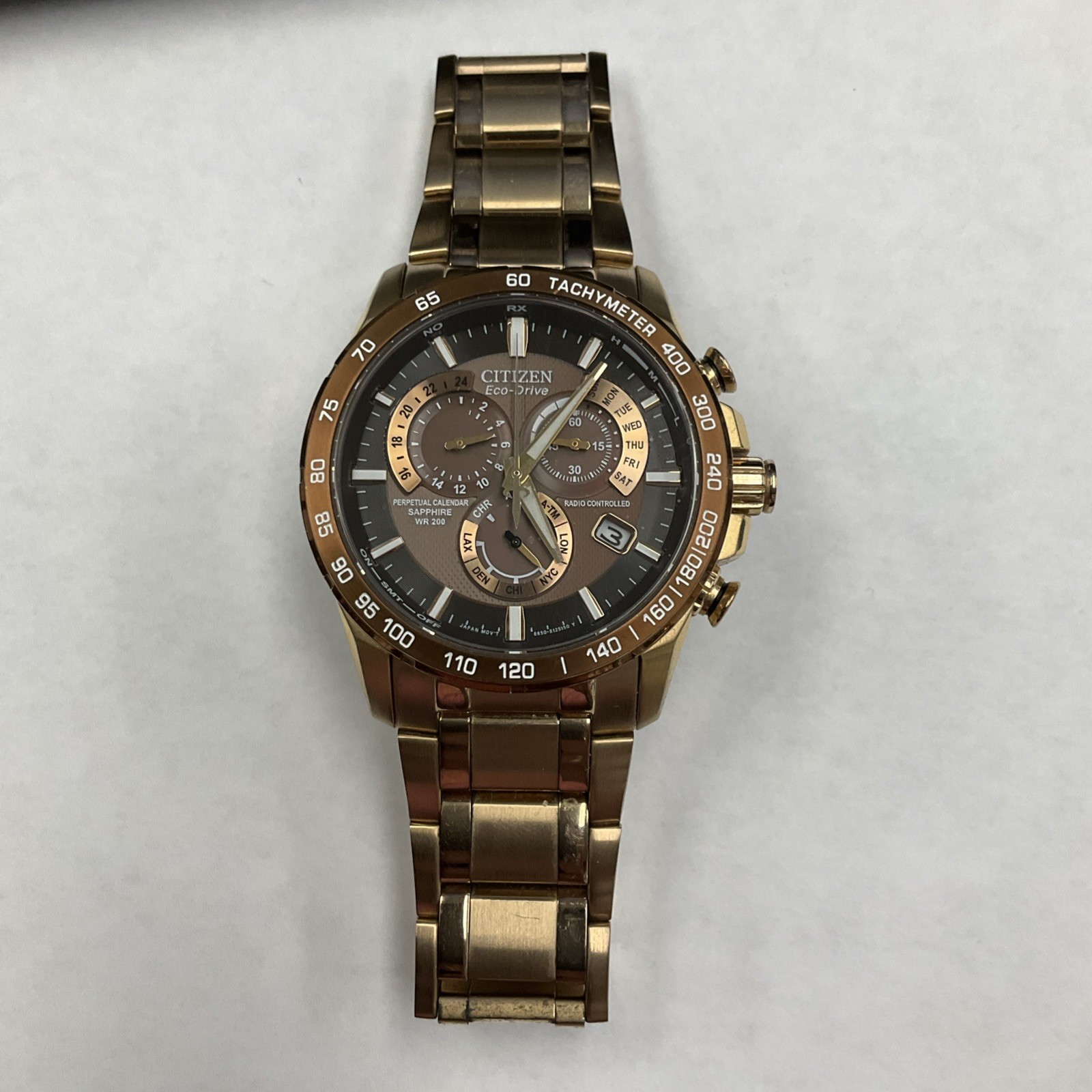 Pre-owned CITIZEN ECO-DRIVE AT4106-52X Radio Controlled Rose Gold E650 240345