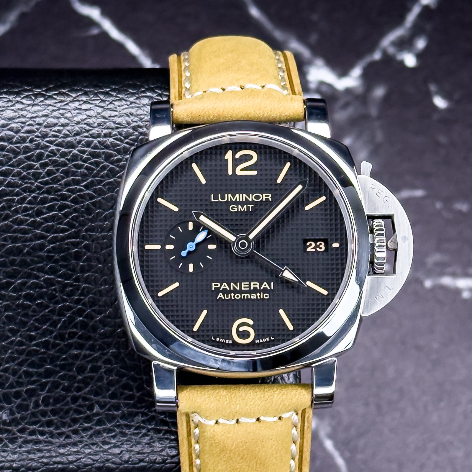 Panerai Luminor 1950 GMT 42mm Steel Hobnail Dial PAM01535 – PAM 1535 – B & P