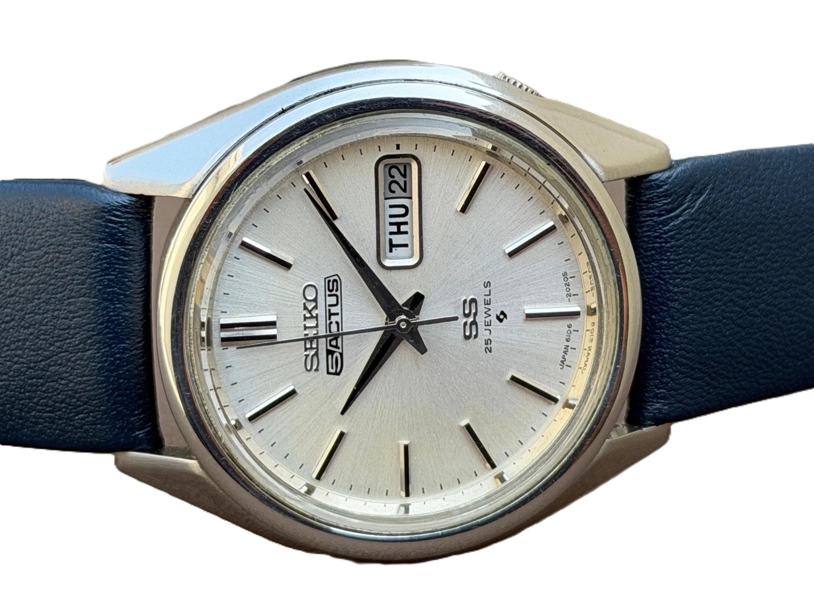 Vintage Seiko 5 Actus SS Automatic Silver Dial Day Date Men’s Watch 25 Jewels
