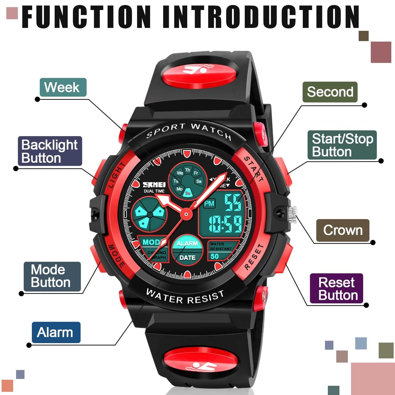 Waterproof LED Multi-Function Watch for Kids – Perfect Gifts for Boys & Girls