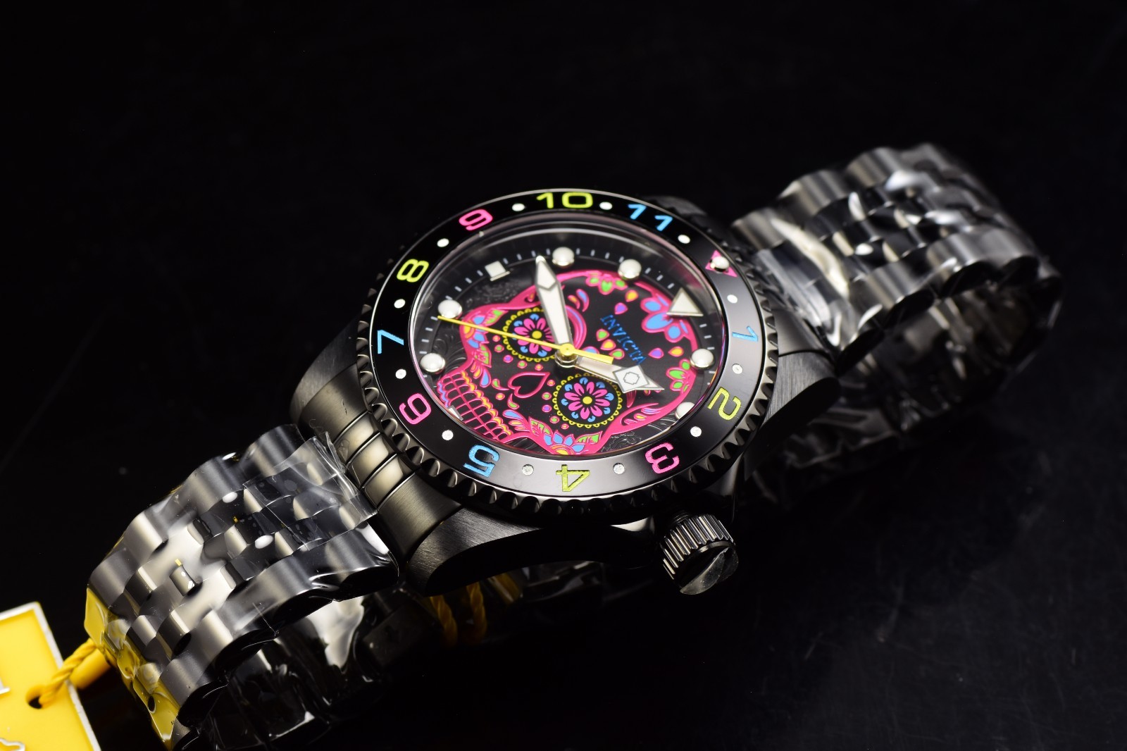 Invicta Pro Diver Dia De Los Muertos 40MM Quartz Multicolor Dial Men Black Watch