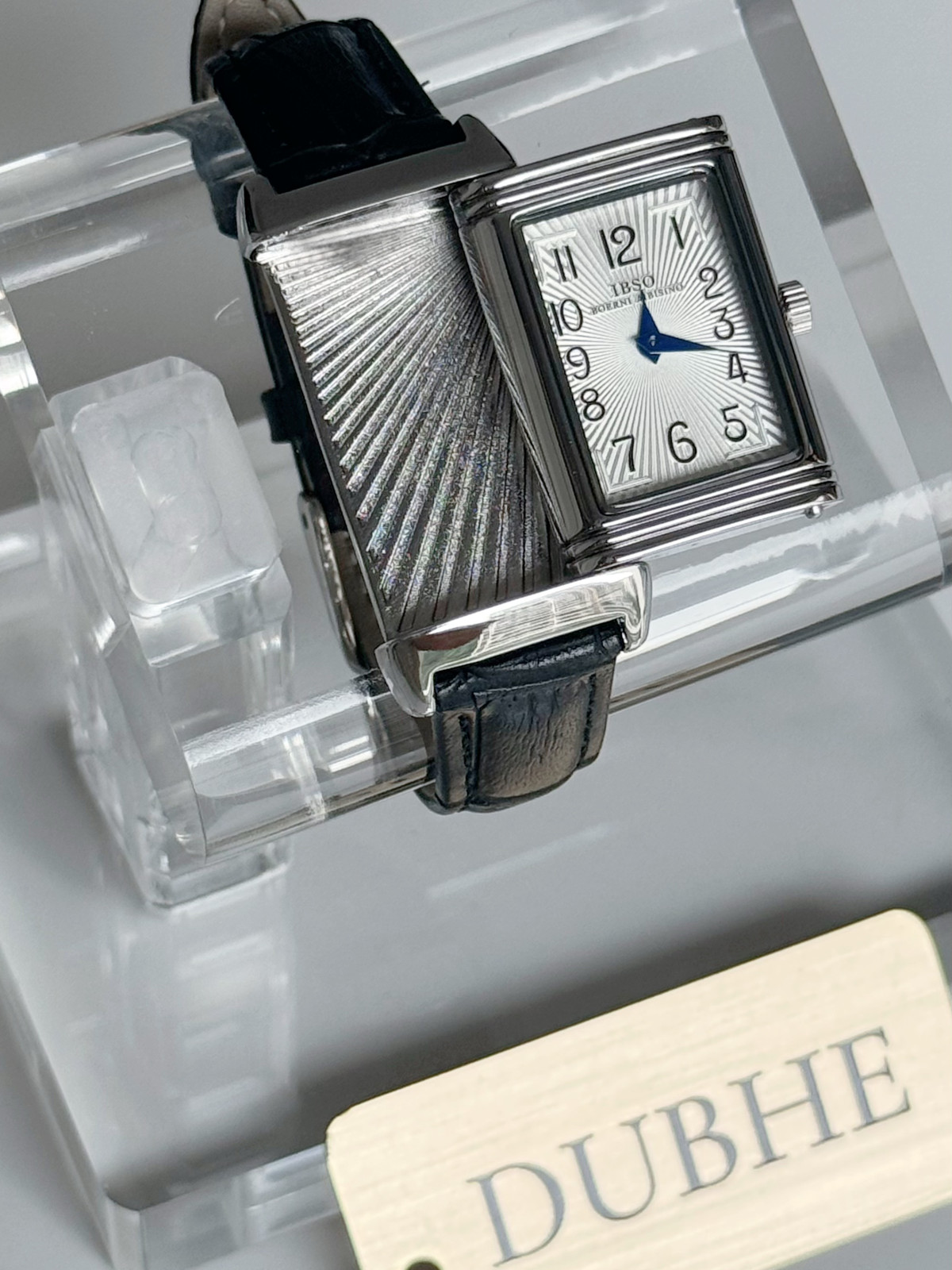 DUBHE Custom – Reverso Style Square Leather Quartz Watch – Slide Design 21mm