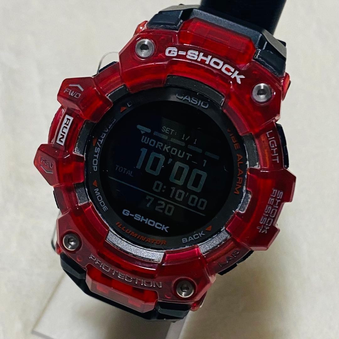 CASIO G-SHOCK G-SQUAD GBD-100SM-4A1JF Digital Watch Clear Red Black Used Japan