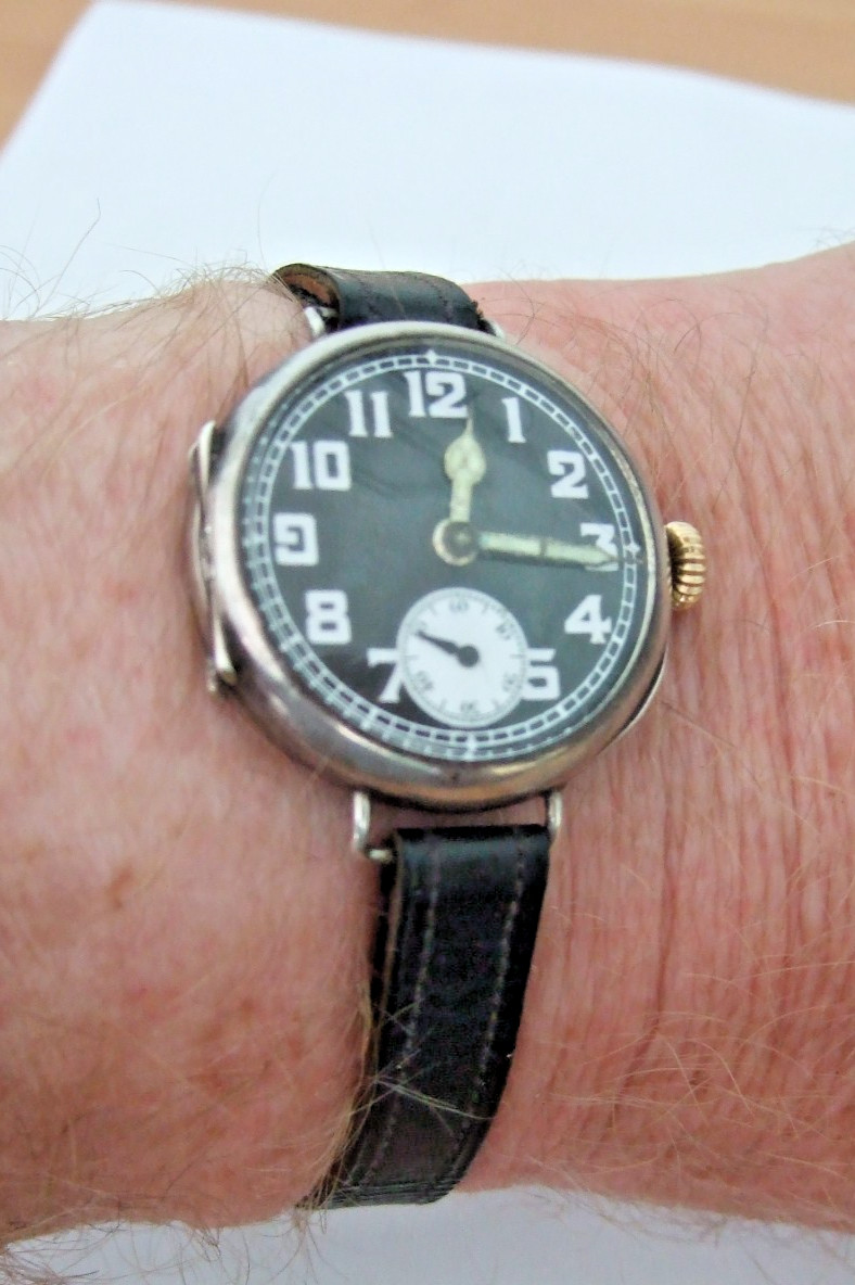 Antique WWI Era Swiss Sterling Silver Trench Watch – DFC Mechanical Cylinder Esc