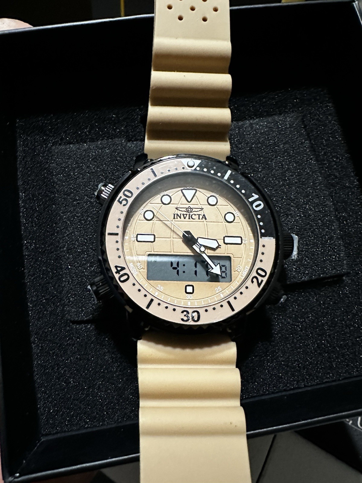 Invicta Pro Diver DigiQuartz Men’s Watch – 46.5mm, Tan (49448) (msrp: 130)