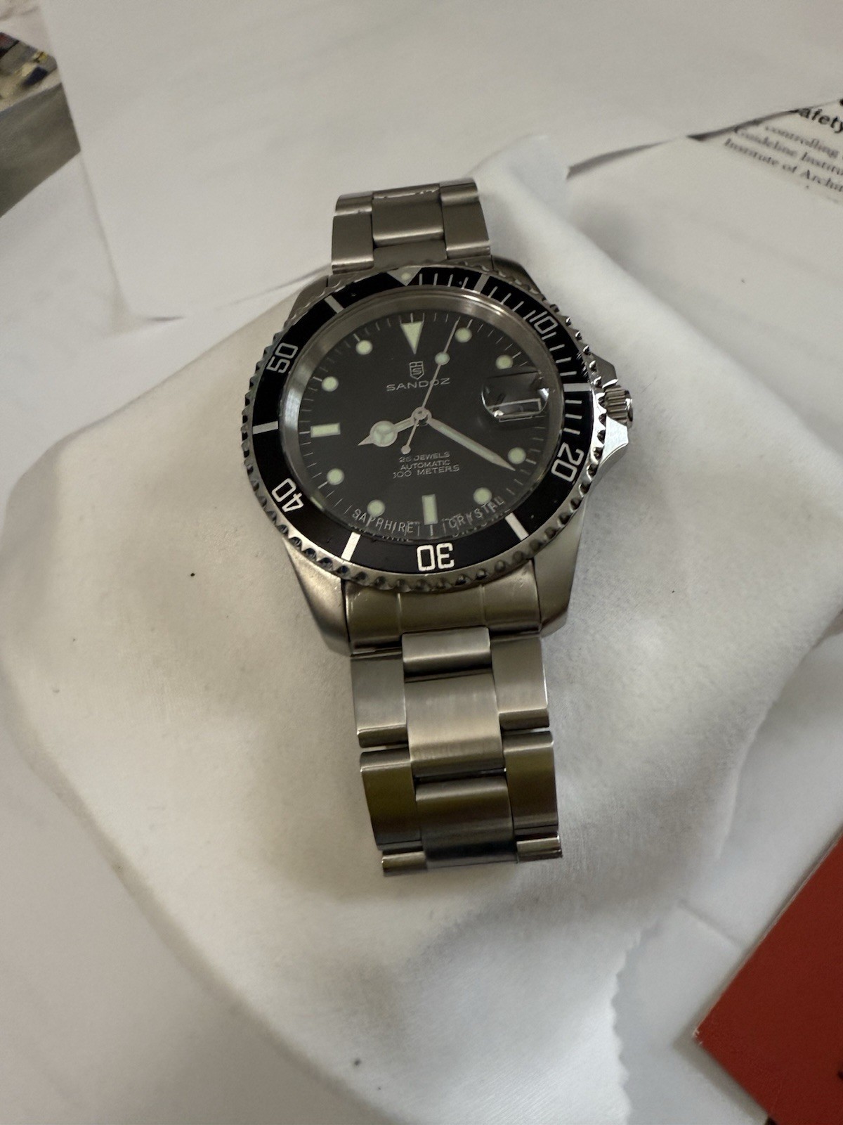 Sandoz Mechanical Automatic Divers Watch With Box And Papers! EXCELLENT