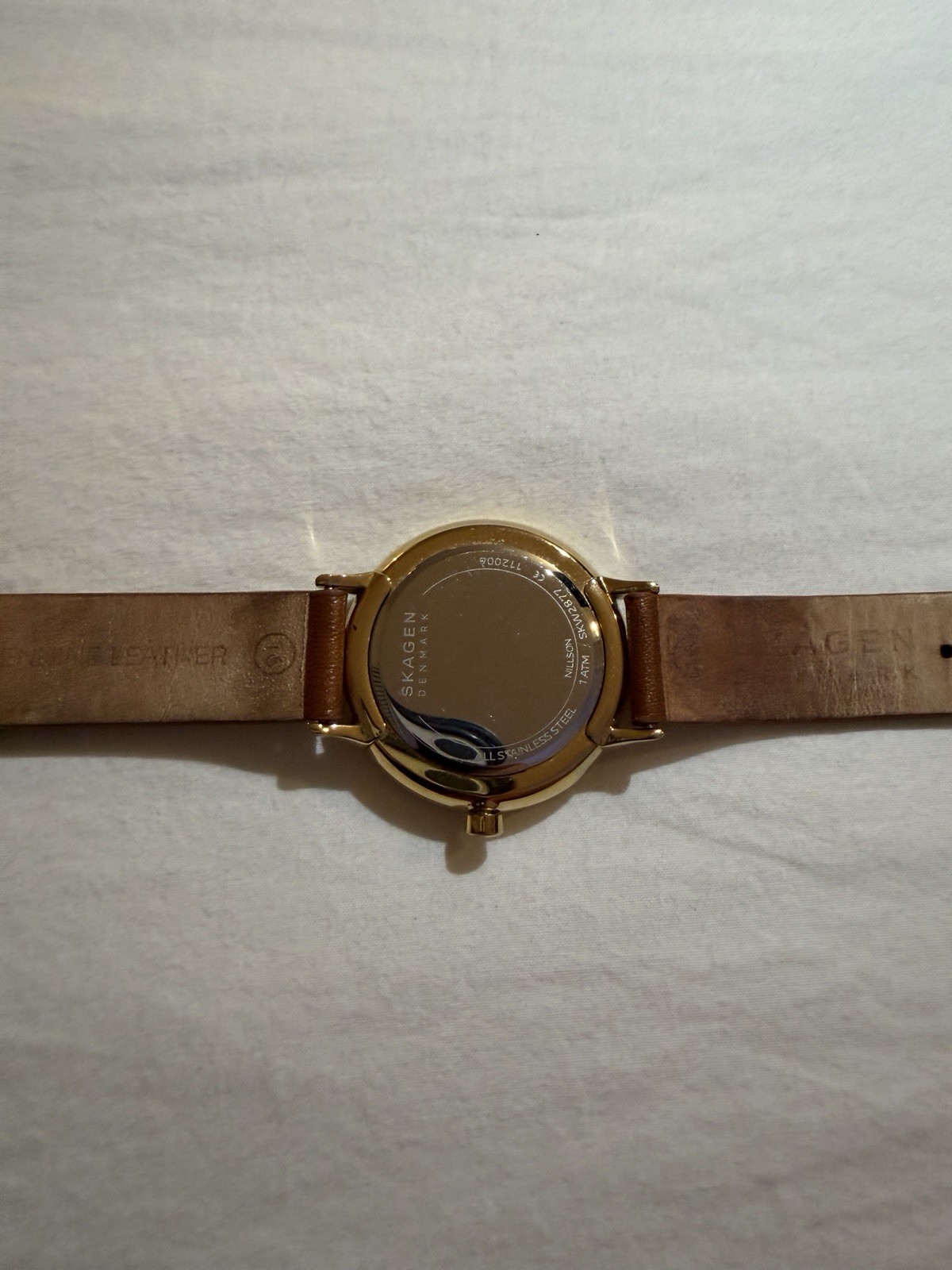 Skagen Denmark Women’s Quartz Watch Gold Case Brown Leather Strap 26mm 30m