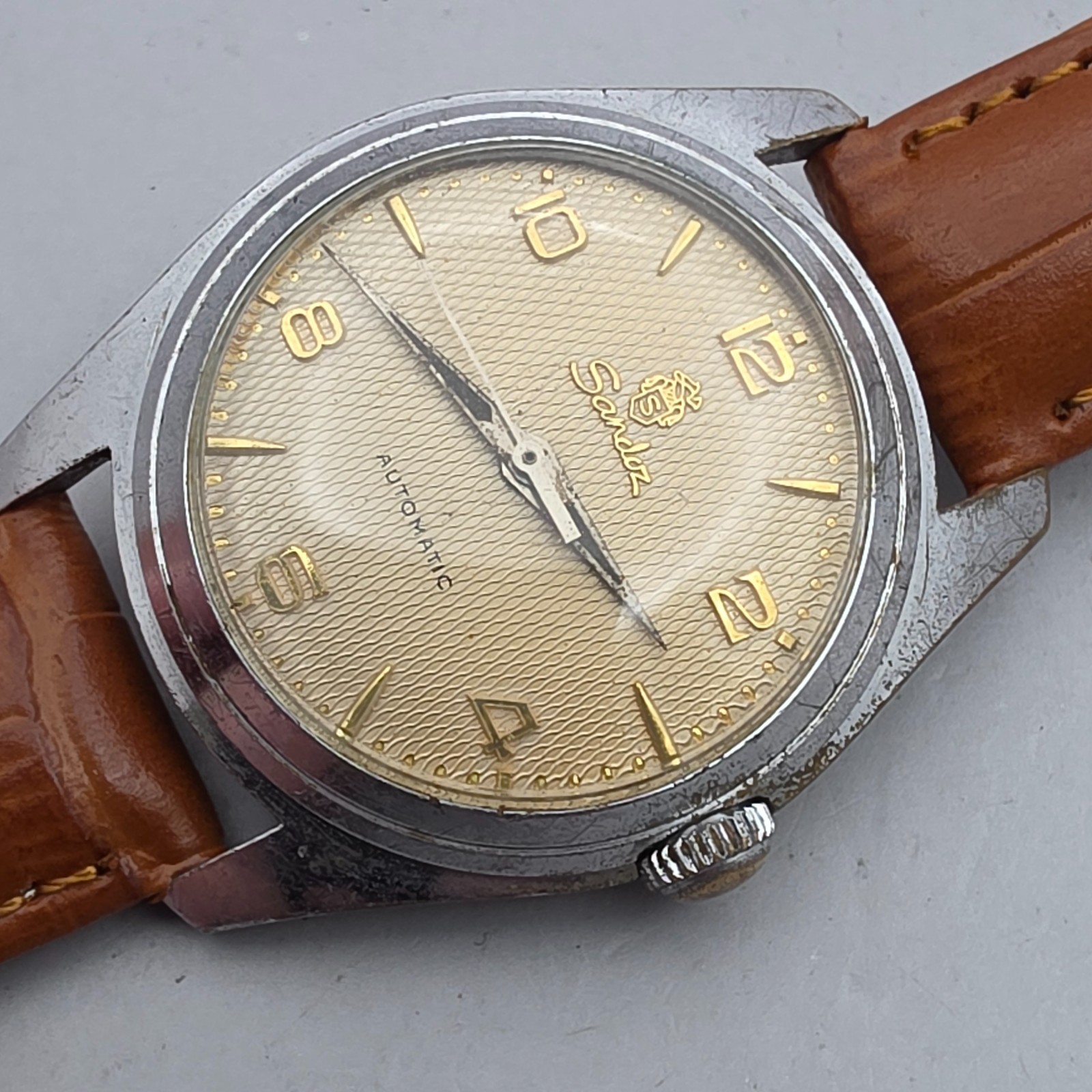 Vintage SANDOZ men’s automatic watch AS 1361n 25Jewels Honeycomb dial 1950s