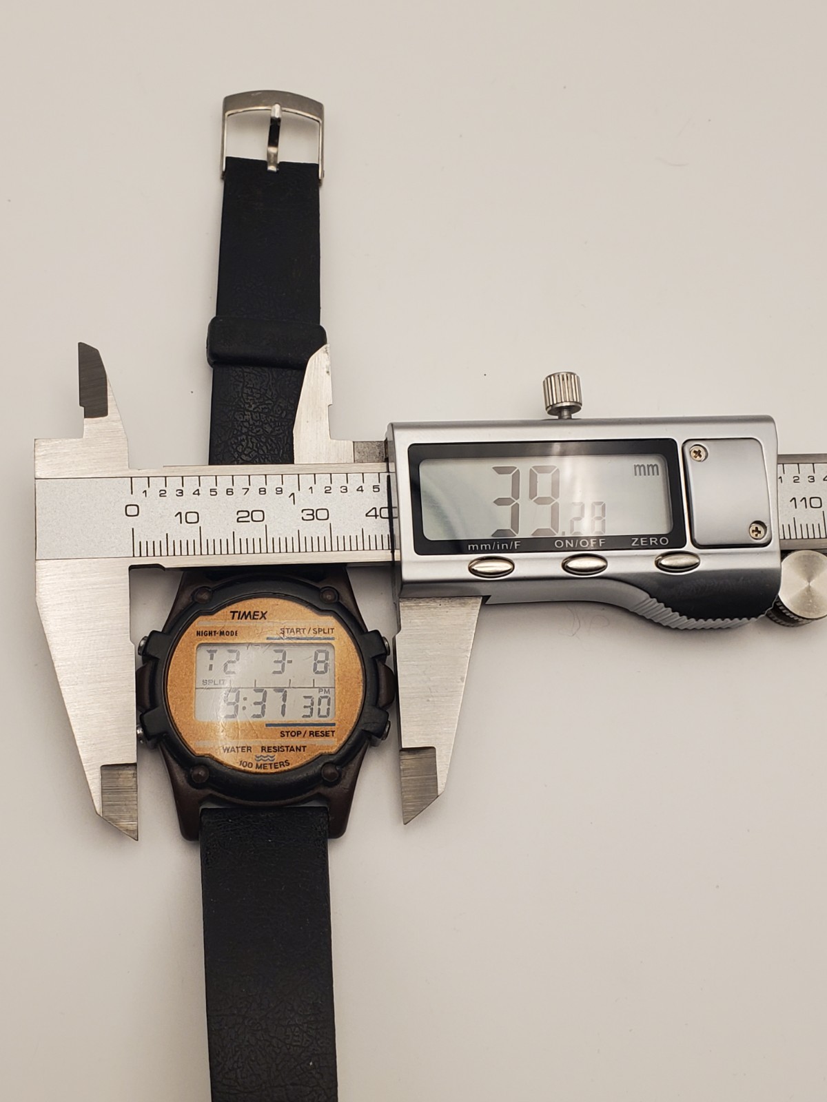 Timex Watch Men 100m Plastic Brown Light Alarm Date Black Rubber Band Quartz