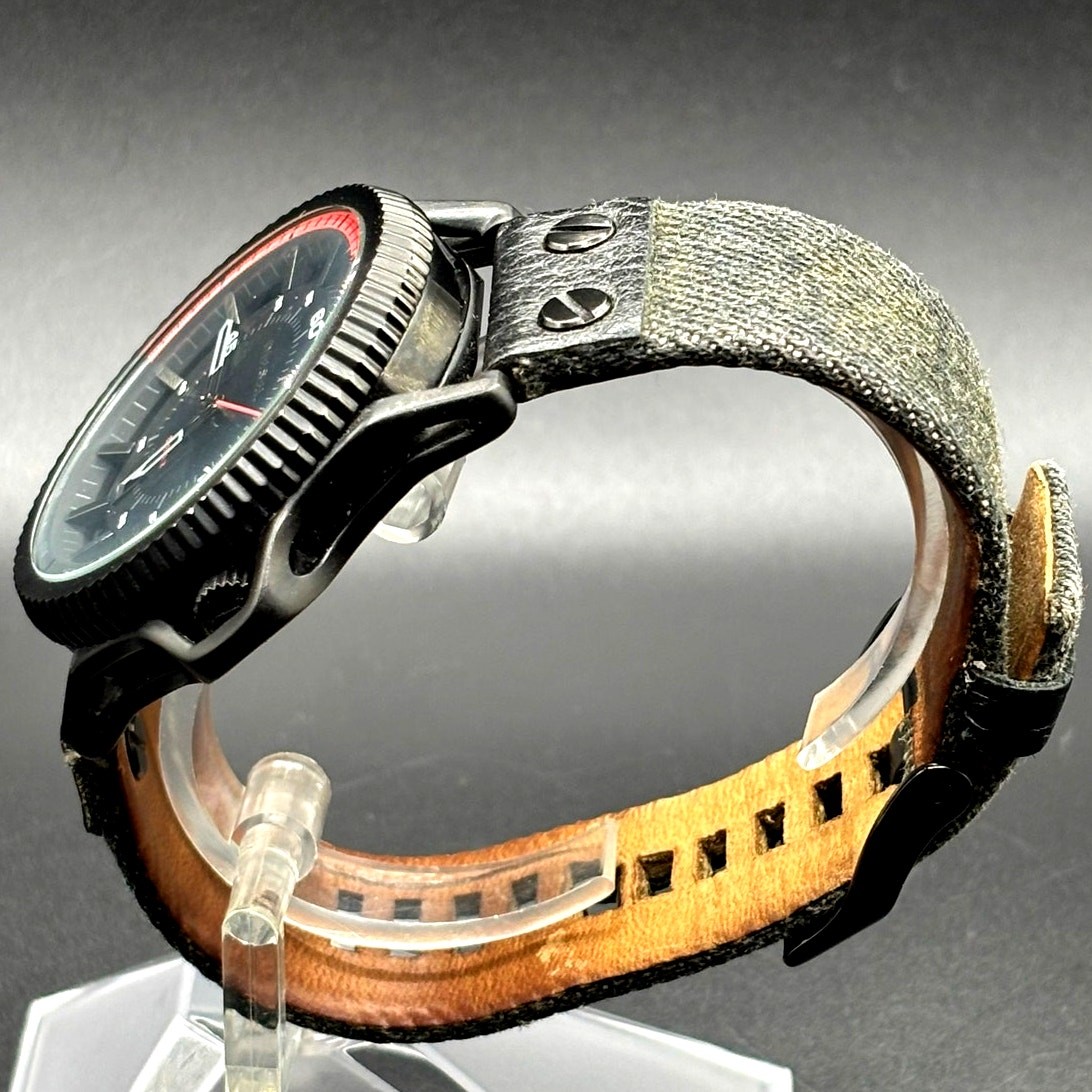Diesel Rollcage DZ1728 Black Dial Canvas Leather Men’s Watch 46mm
