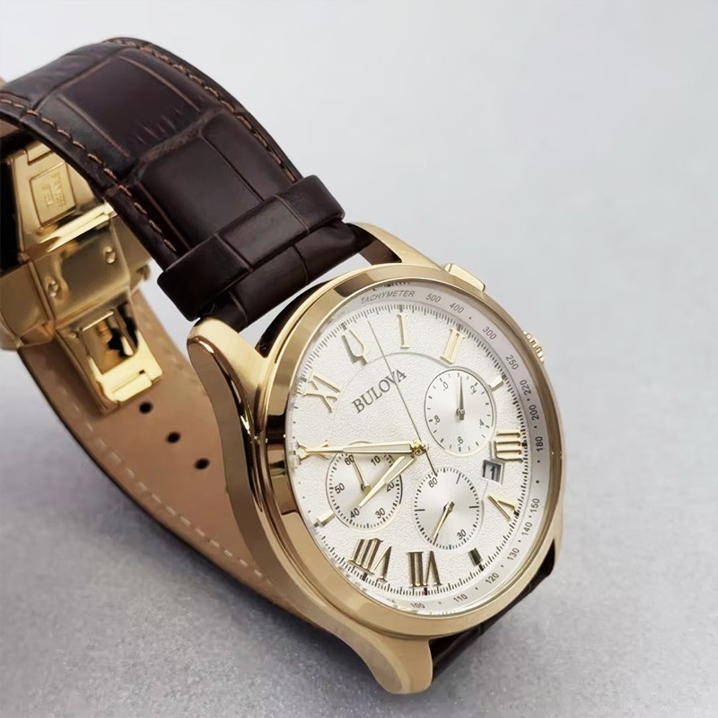 Bulova Wilton 97B169 Classic White Dial Brown Leather Men’s Quartz Watch