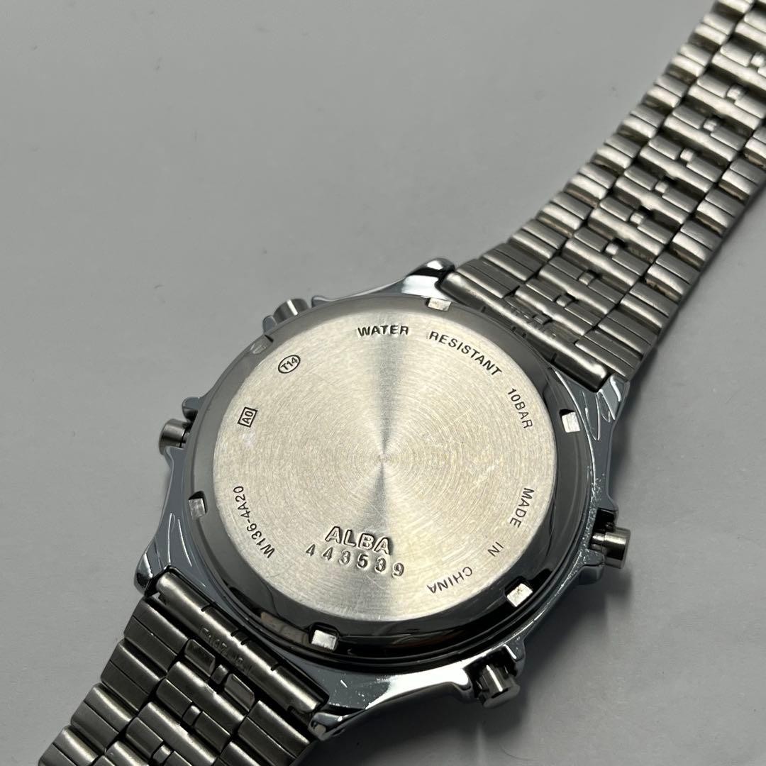 ALBA 10BAR W136-4A20 Digital Silver Square Y2K Men’s Watch