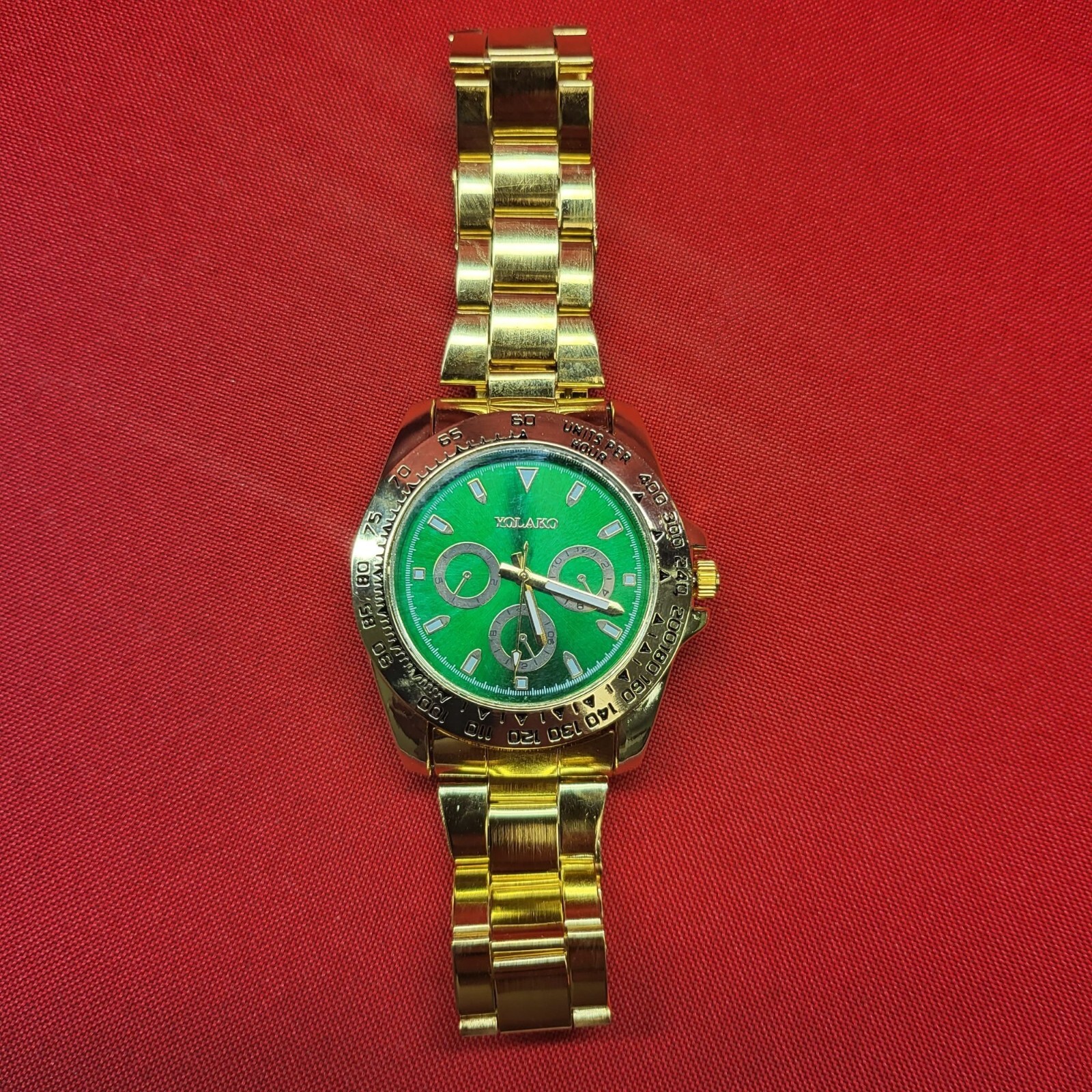 Yolako Watch Luxury Mens Green Gold Metal Round Pointer Quartz Watch Fancy