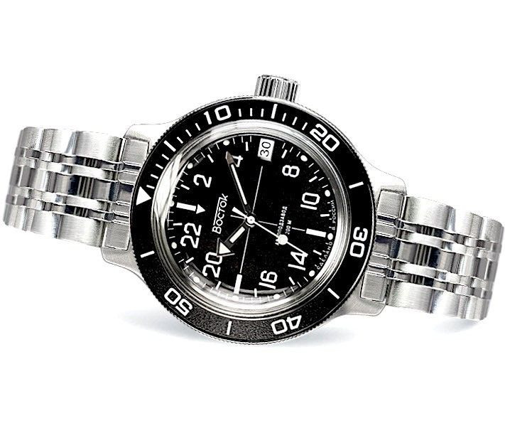 Vostok Amphibia 720076 Watch Military Diver Automatic 24 Hour US SELLER