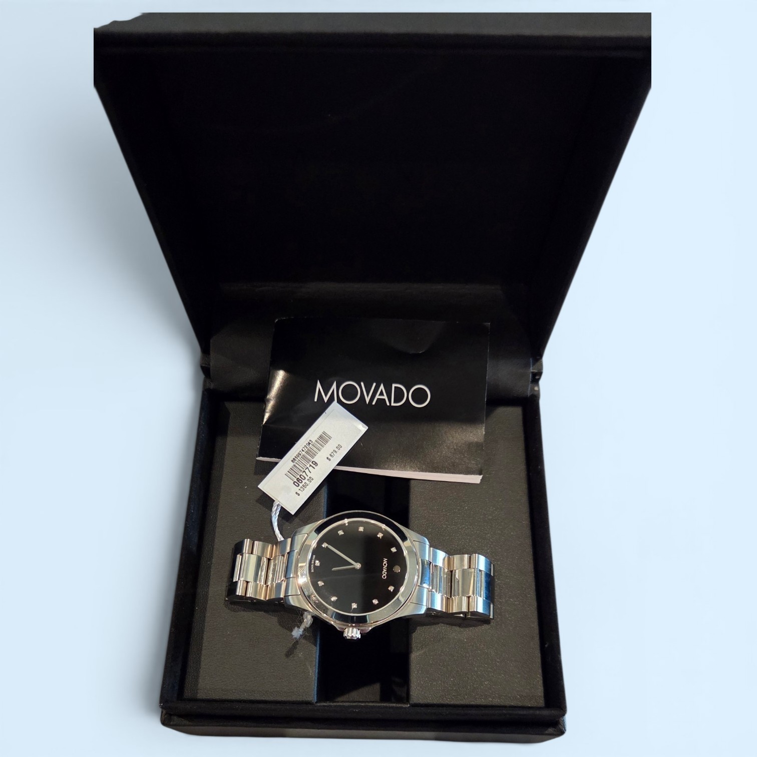 MOVADO Challenger Watch 38mm 0607719 Museum with Diamonds NWT