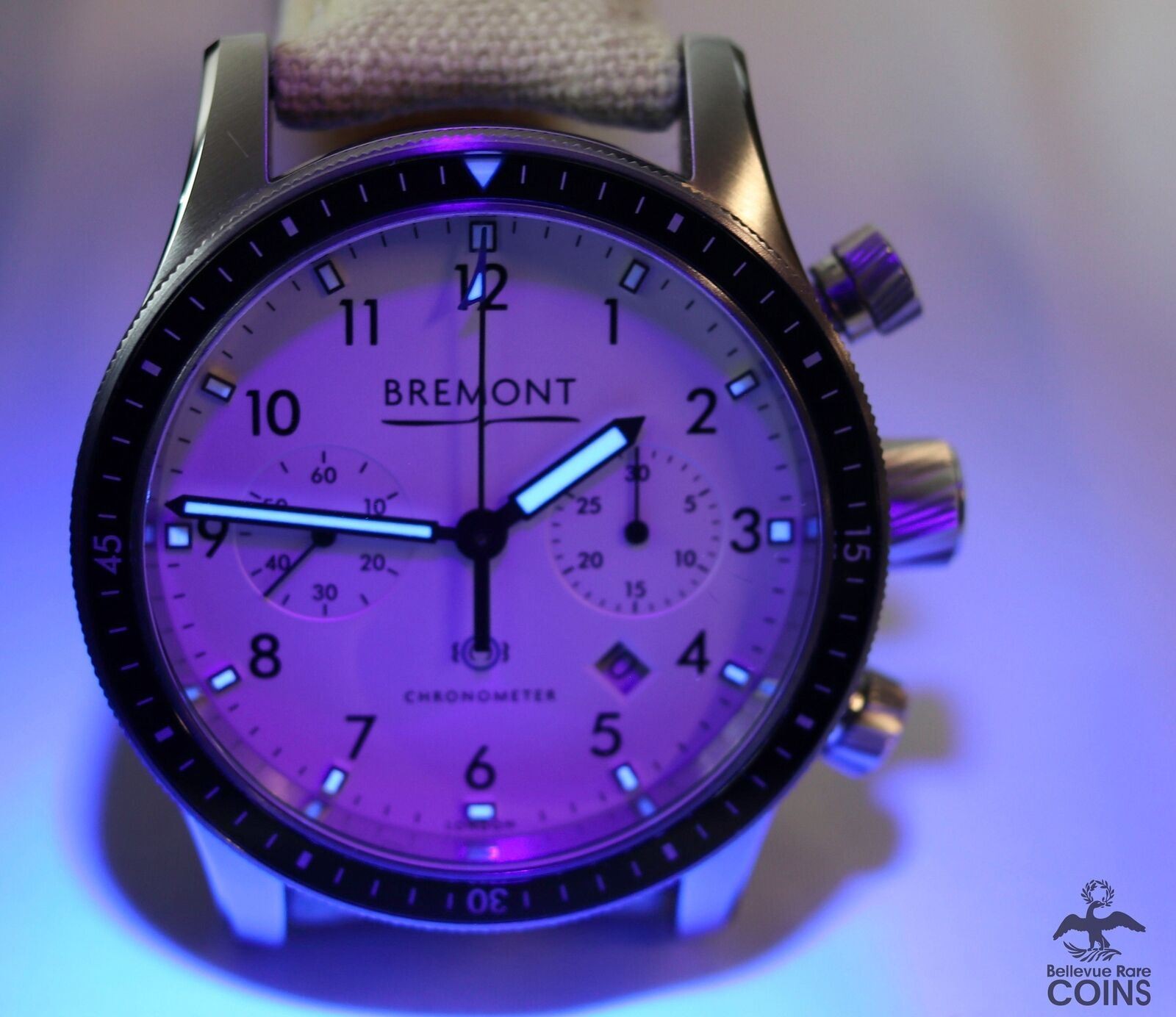 BREMONT Boeing Automatic Chronometer Model 247 White Dial Date SS Watch