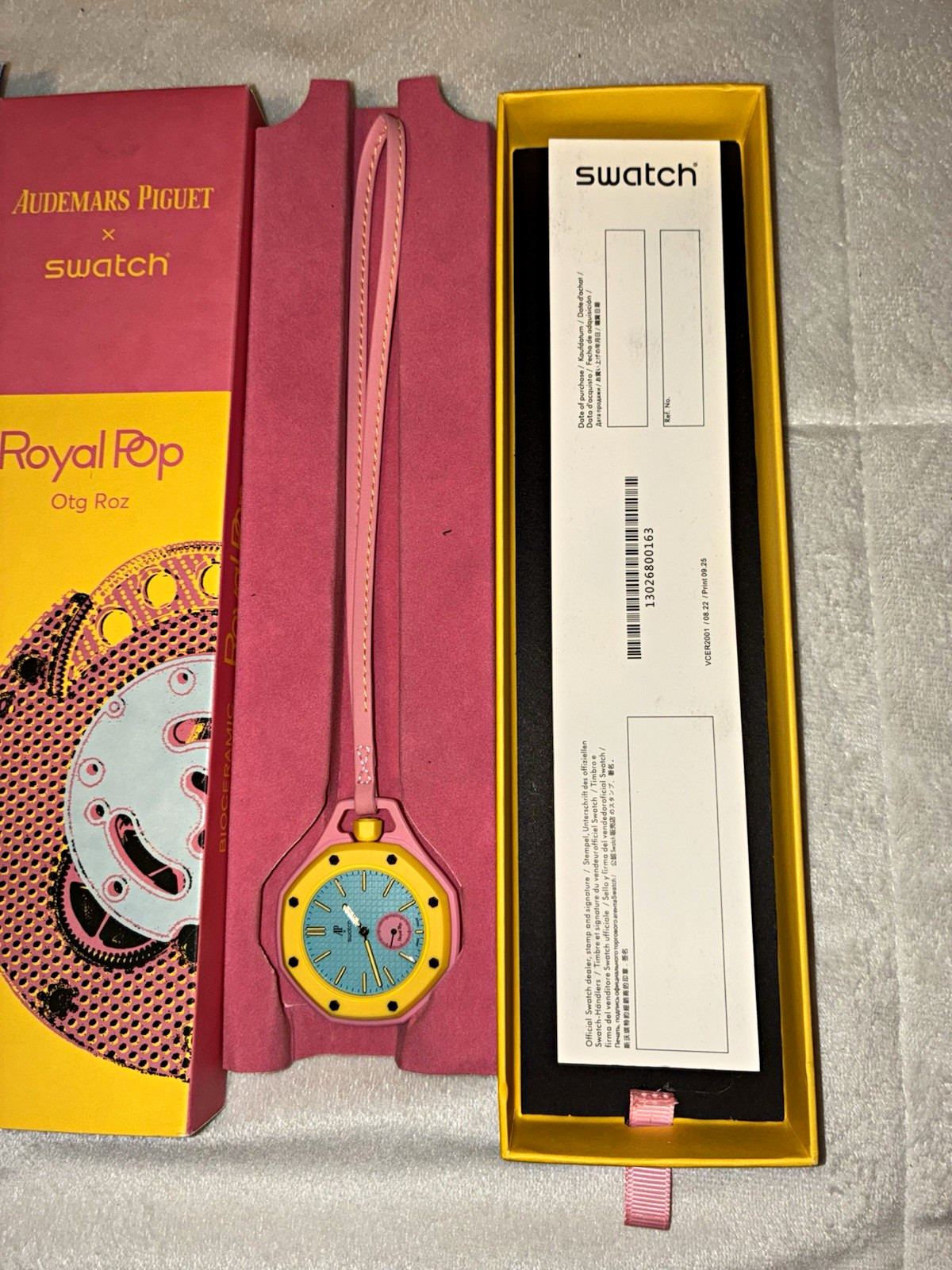 Swatch Royal Pop Otg Roz Quartz Analog 41mm Pink Leather Strap Box