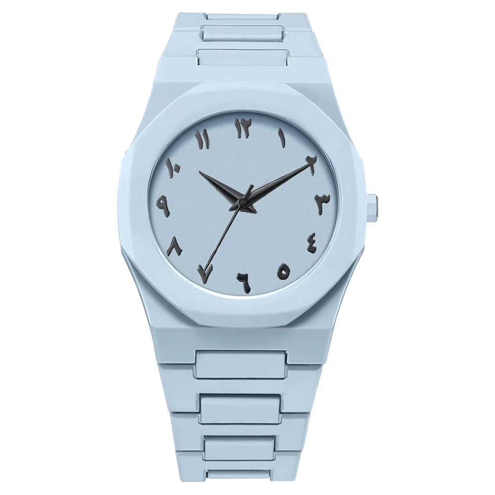 Wristwatch Mens Quartz Analog Octagonal Resin Case Stainless Steel Bracelet