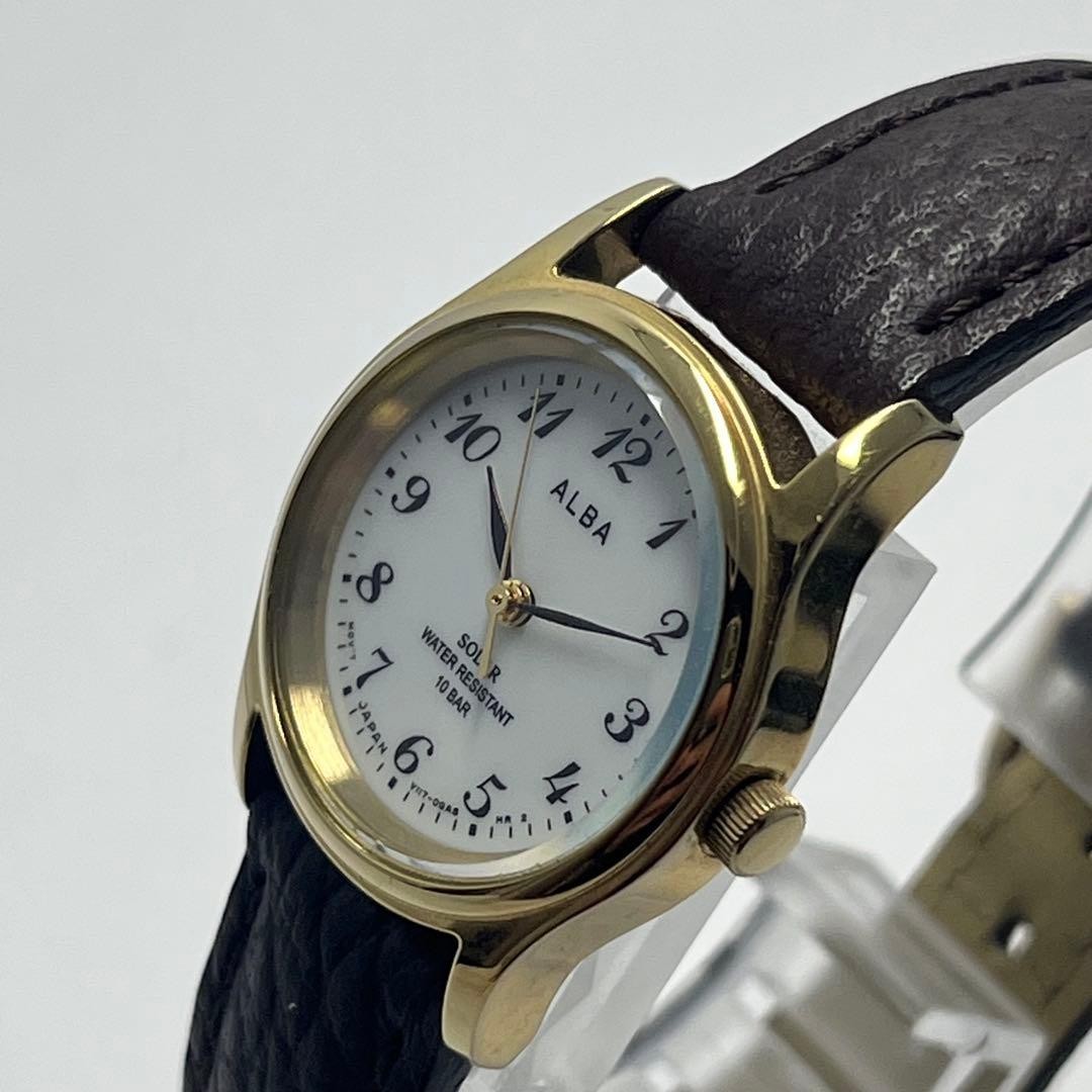 Alba V117-0AP0 Solar Womens White Dial Watch