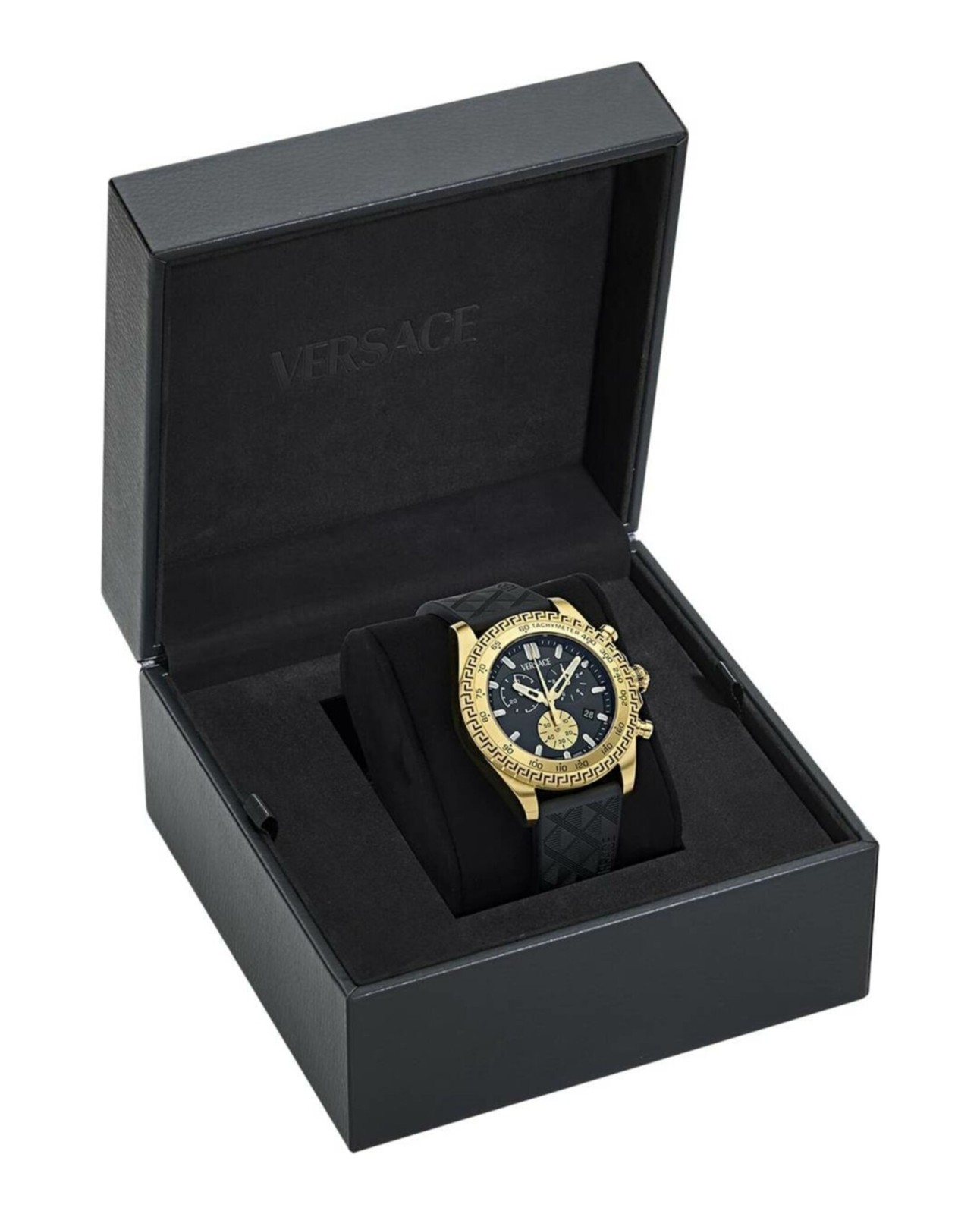 Versace Mens Gold 44mm Strap Fashion Watch