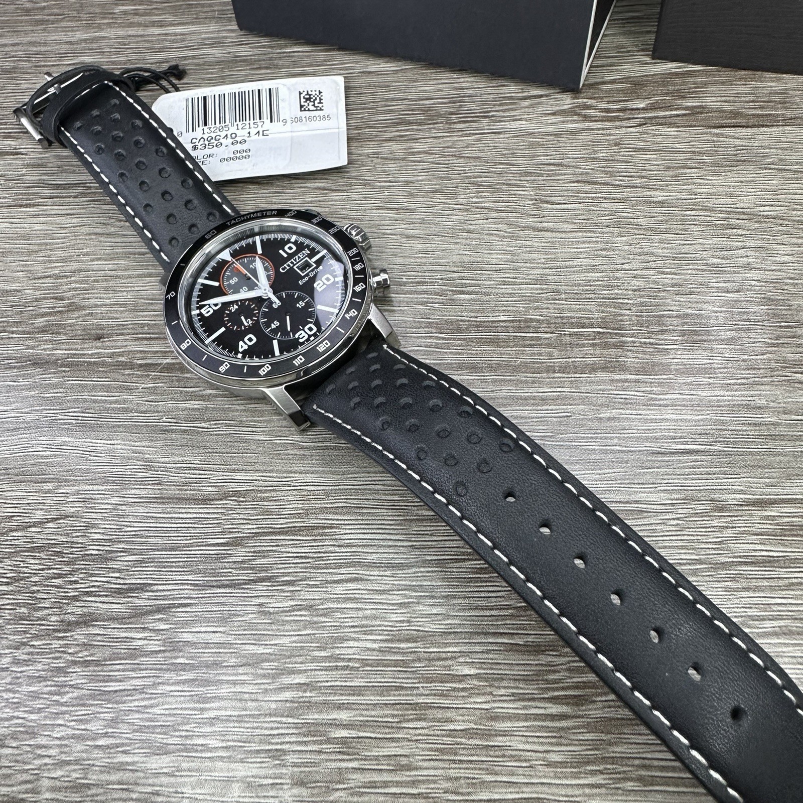 NEW✅TACHYMETER✅ Citizen Eco-Drive Brycen Black Leather Men’s Watch CA0649-14E