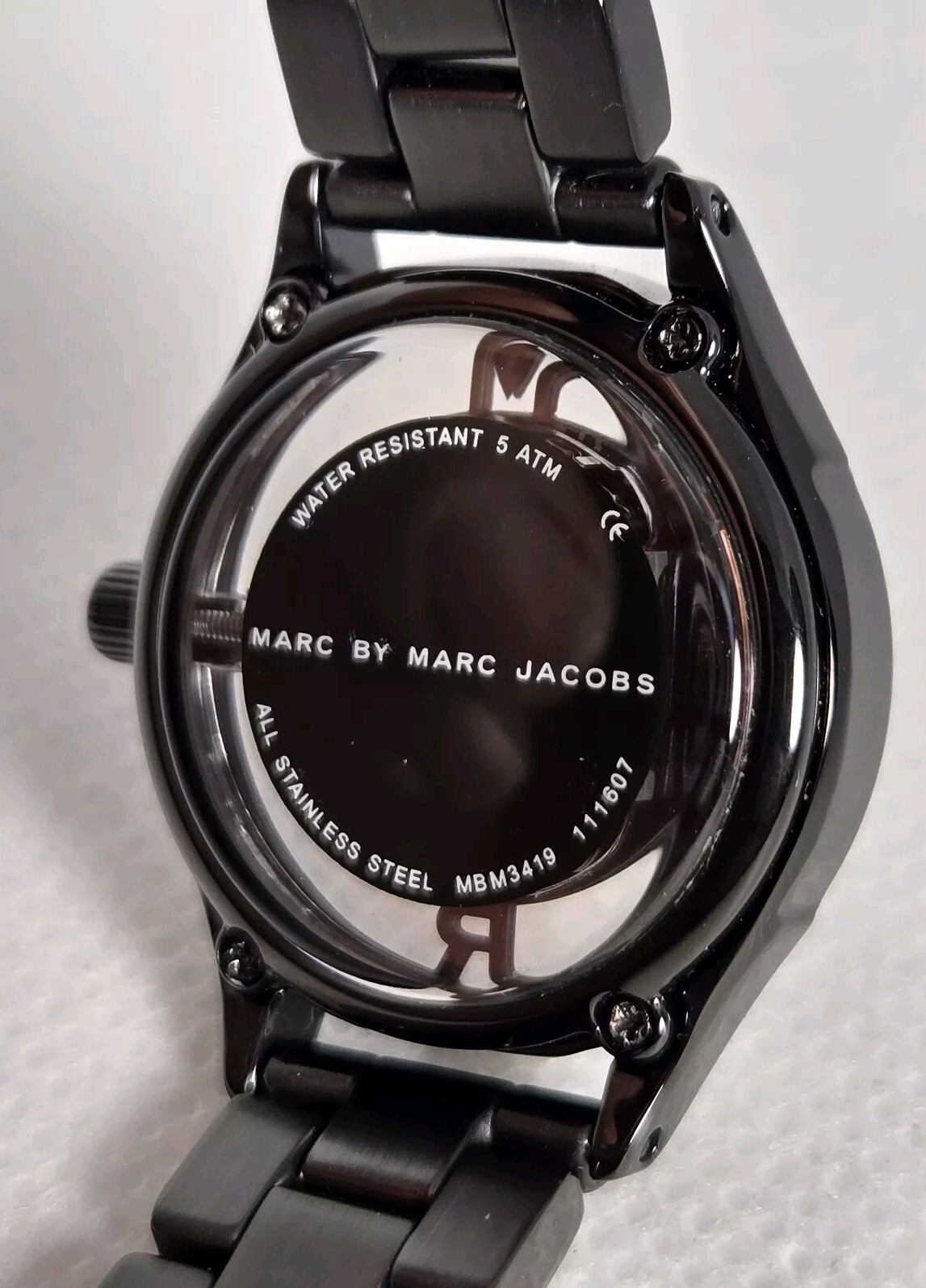 MARK BY MARK JACOBS WOMEN’S SKELETON STAINLESS STEEL WATER RESISTAN BLACK DIAL