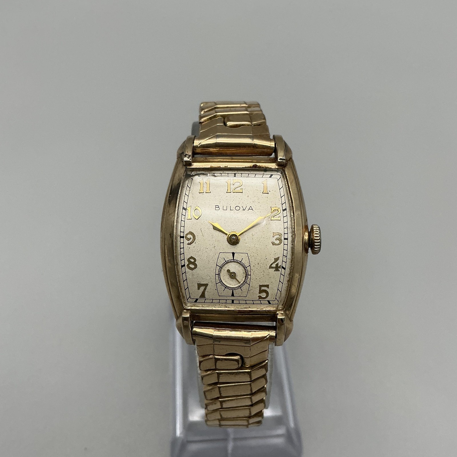 Vintage Bulova Lexington Mens Watch 25mm 10K Gold Filled Manual Wind Tonneau
