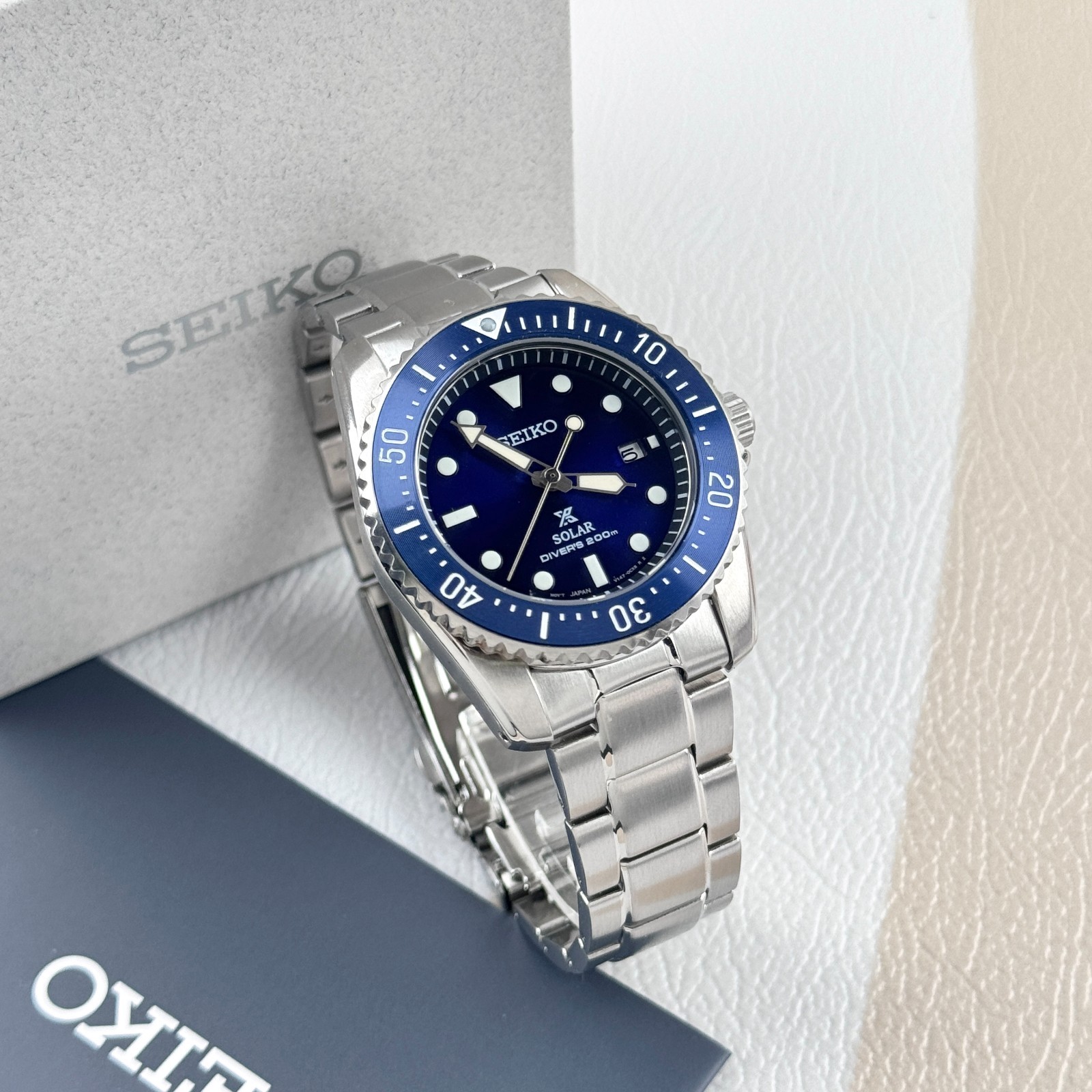 Seiko Prospex Sea SNE585 Blue Dial Stainless Steel Men’s Solar Dive Watch 38.5MM